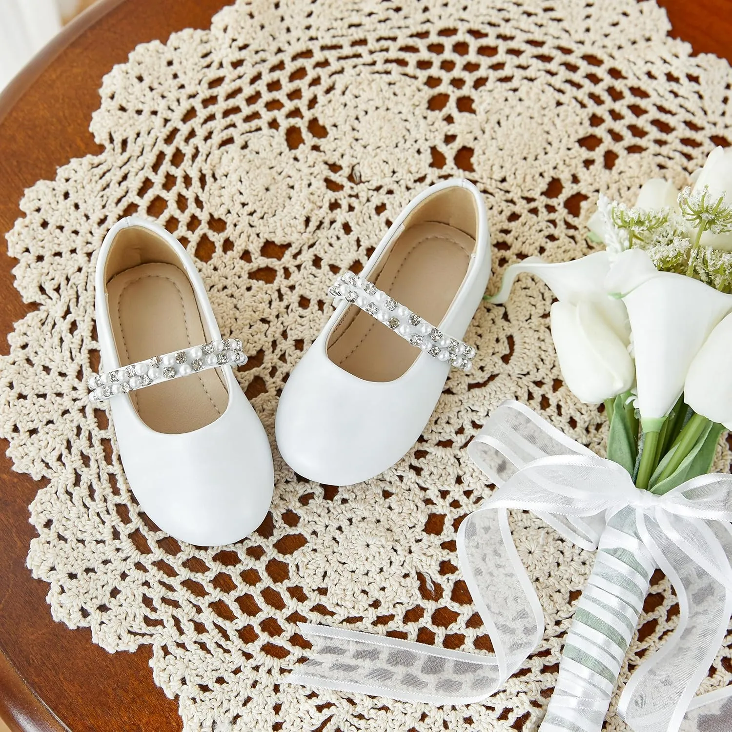 Toddler Flower Girl Dress Shoes - Little Girl Ballet Flats for Wedding Party