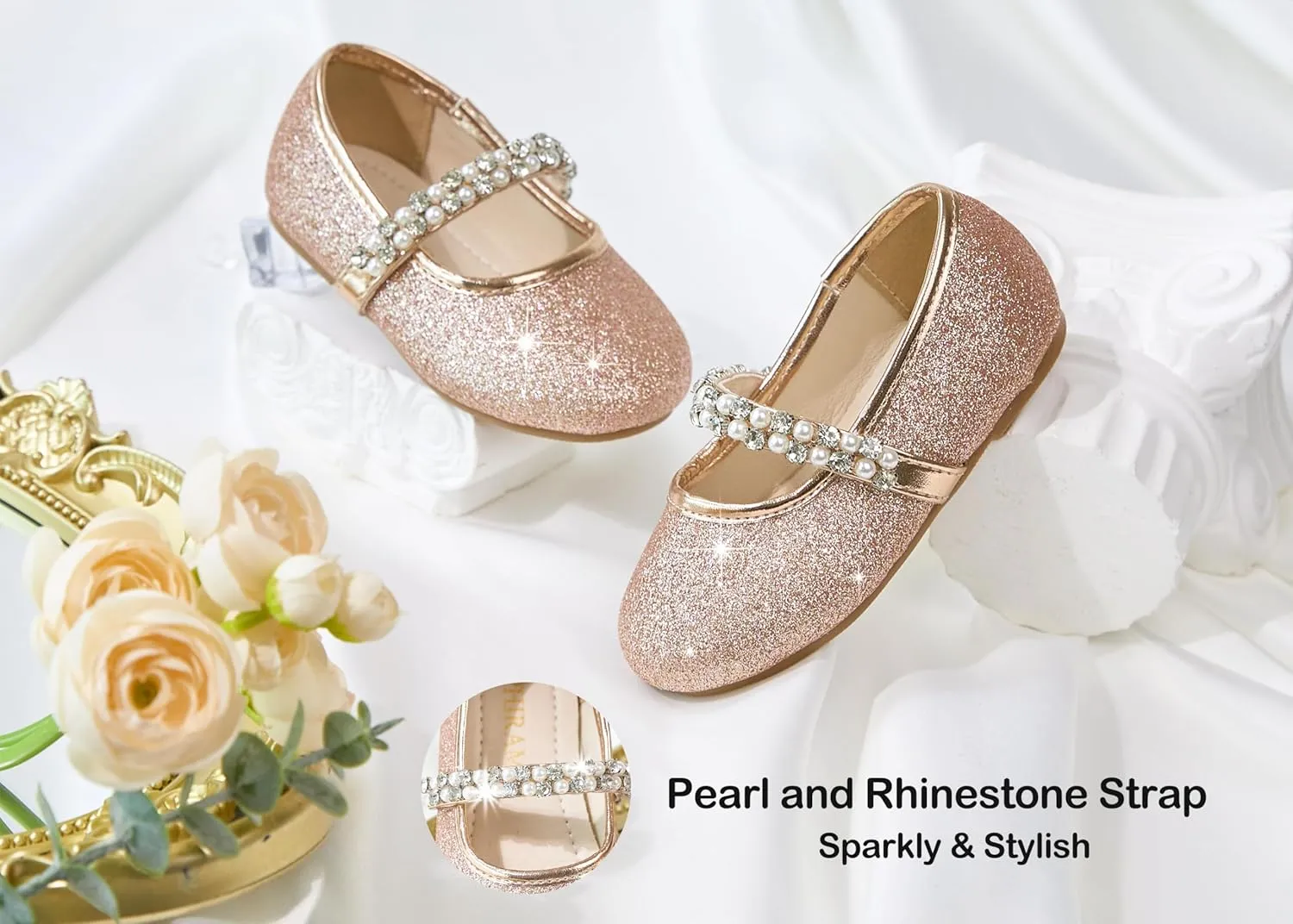 Toddler Flower Girl Dress Shoes - Little Girl Ballet Flats for Wedding Party
