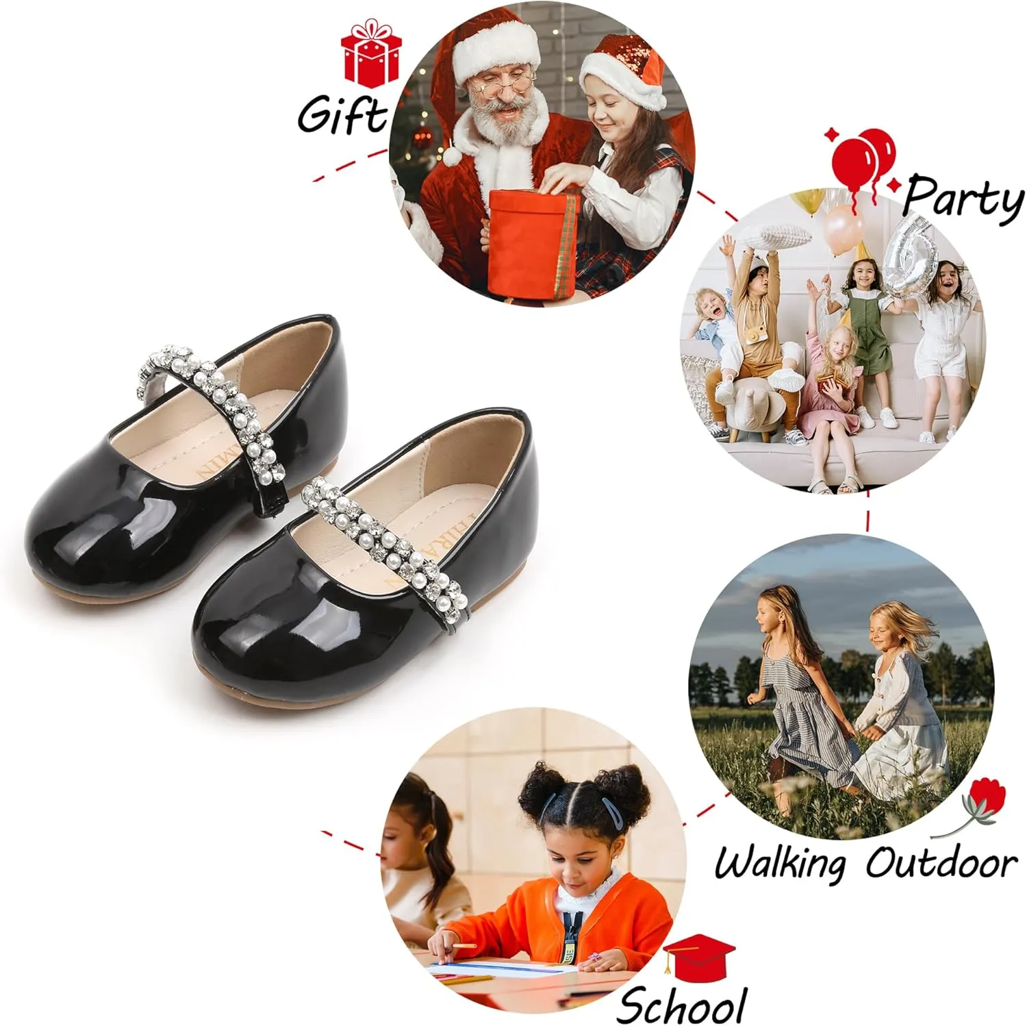 Toddler Flower Girl Dress Shoes - Little Girl Ballet Flats for Wedding Party