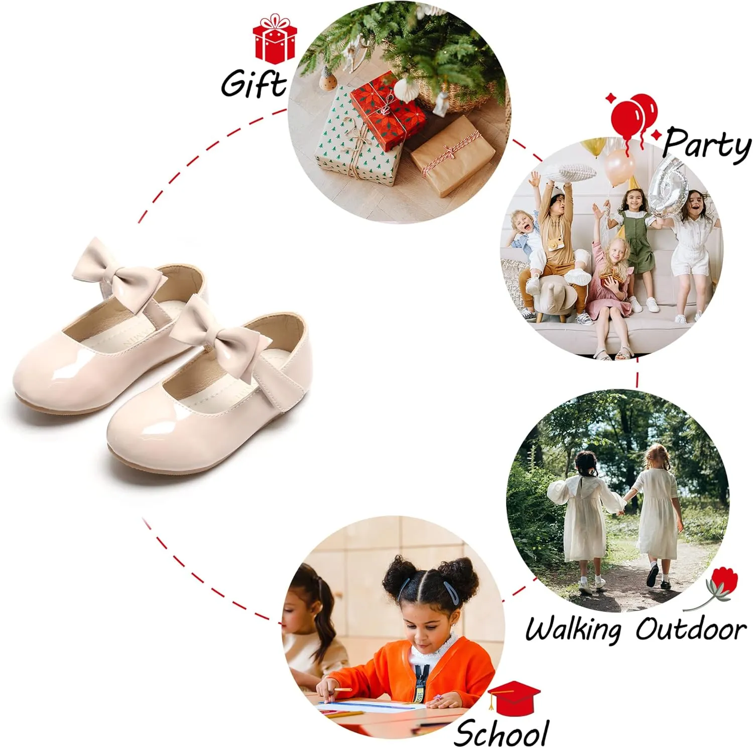 Toddler Flower Girl Dress Shoes - Little Girl Ballet Flats for Wedding Party