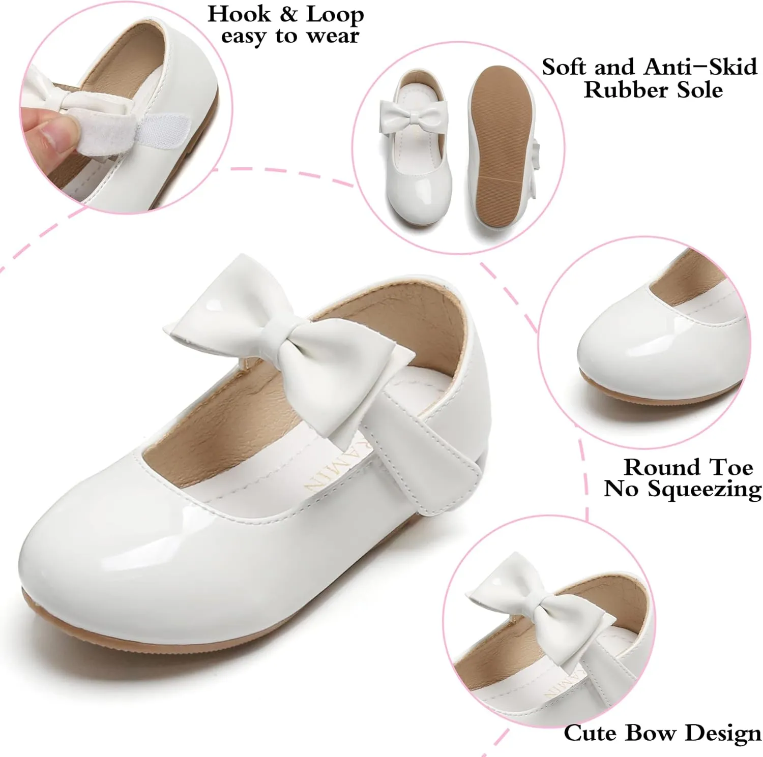 Toddler Flower Girl Dress Shoes - Little Girl Ballet Flats for Wedding Party