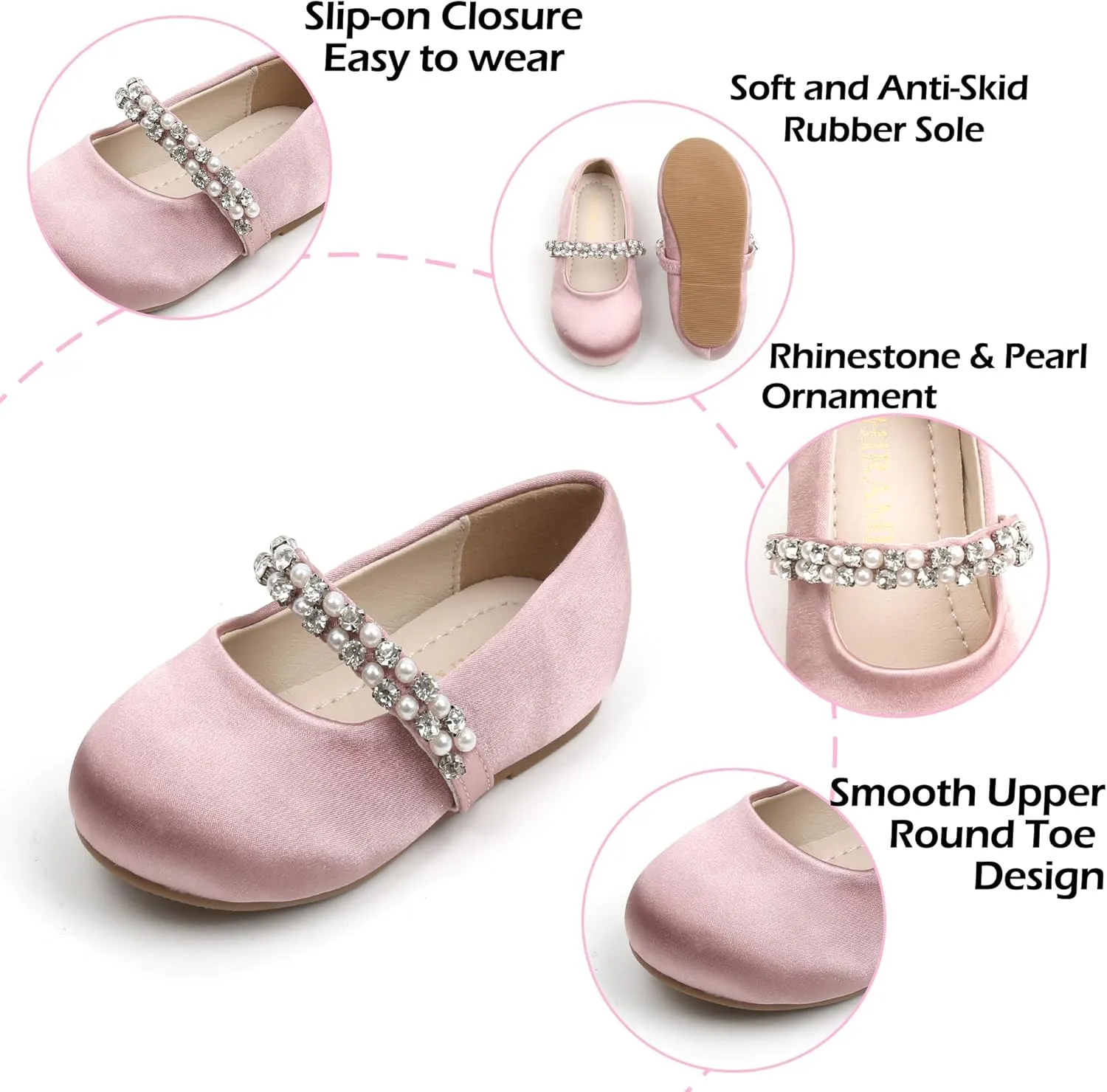 Toddler Flower Girl Dress Shoes - Little Girl Ballet Flats for Wedding Party