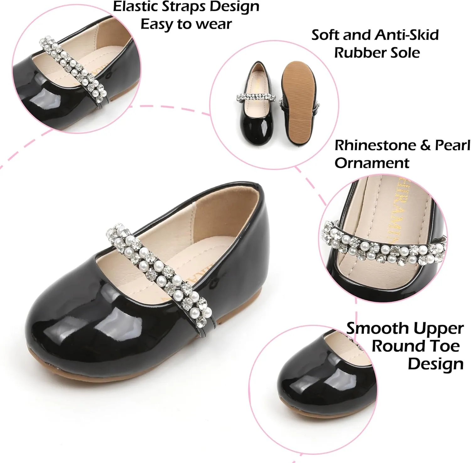 Toddler Flower Girl Dress Shoes - Little Girl Ballet Flats for Wedding Party