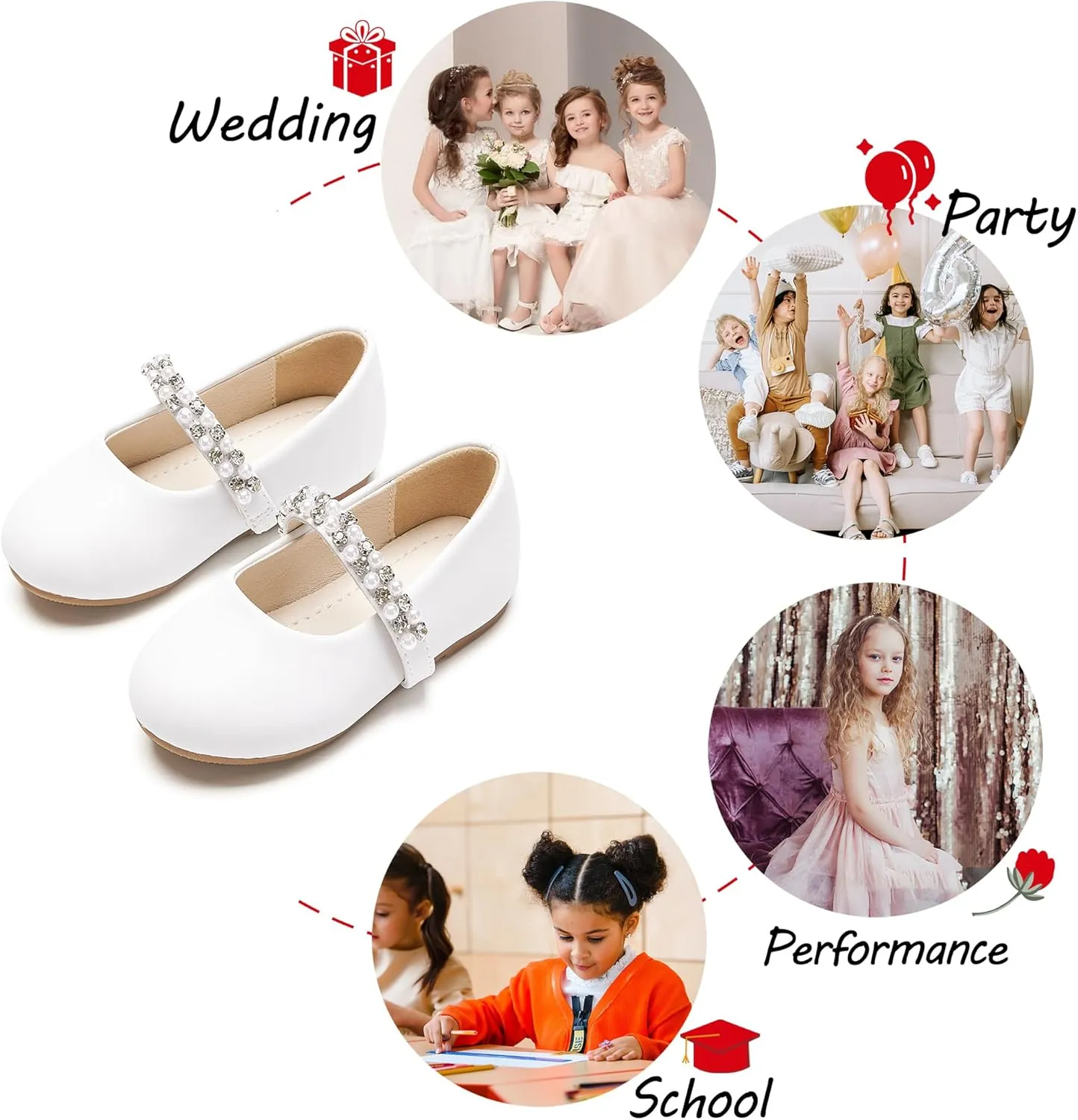Toddler Flower Girl Dress Shoes - Little Girl Ballet Flats for Wedding Party