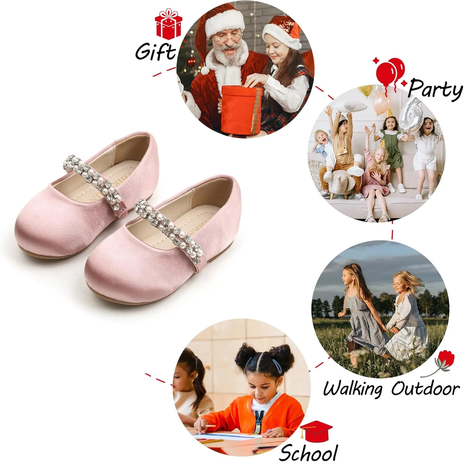 Toddler Flower Girl Dress Shoes - Little Girl Ballet Flats for Wedding Party