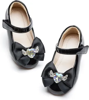 Toddler Flower Girl Dress Shoes - Little Girl Ballet Flats Pearl Strap for Wedding Party