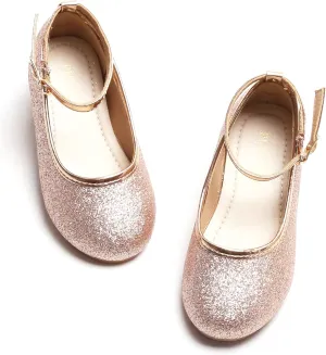 Toddler Flower Girl Dress Shoes - Little Girl Ballet Flats Sparkly Wedding Party