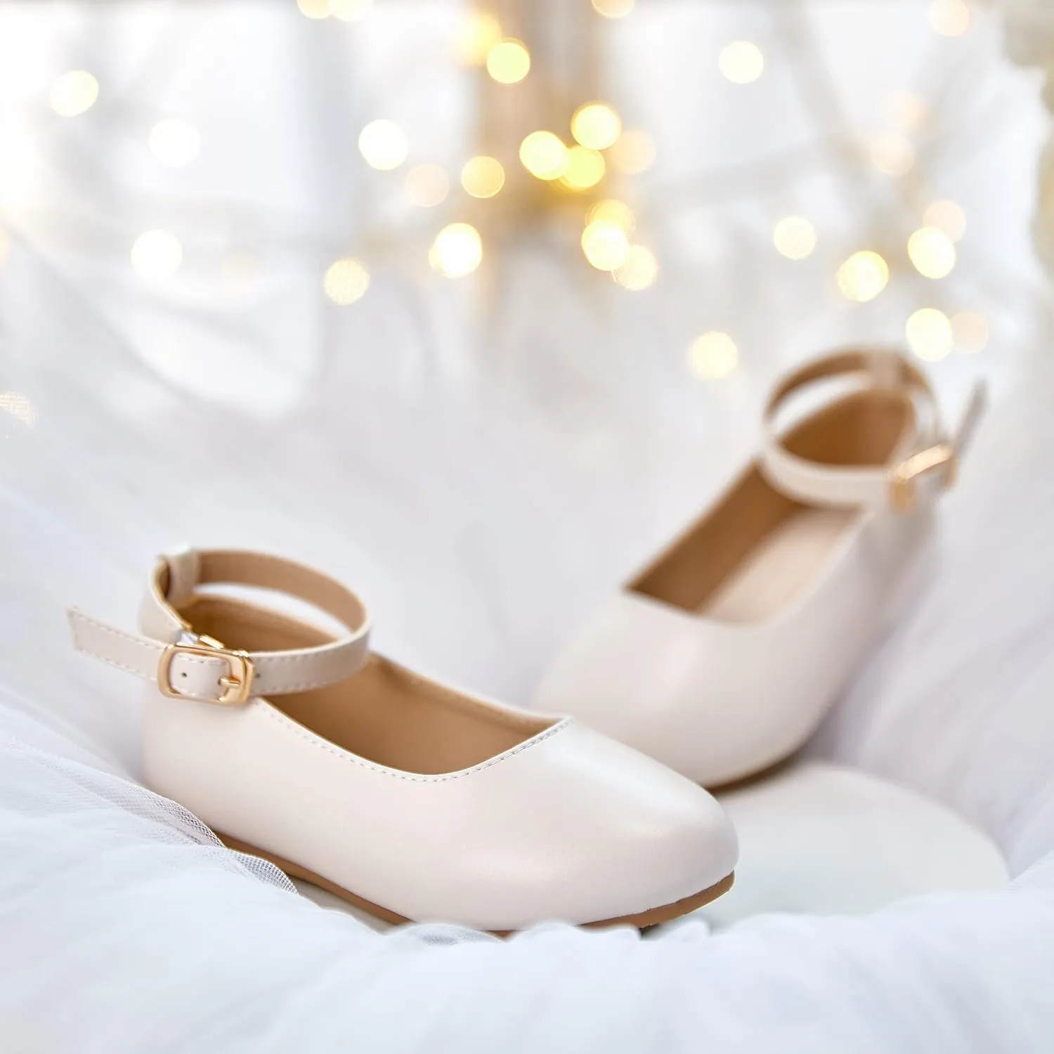 Toddler Flower Girl Dress Shoes - Little Girl Ballet Flats Sparkly Wedding Party