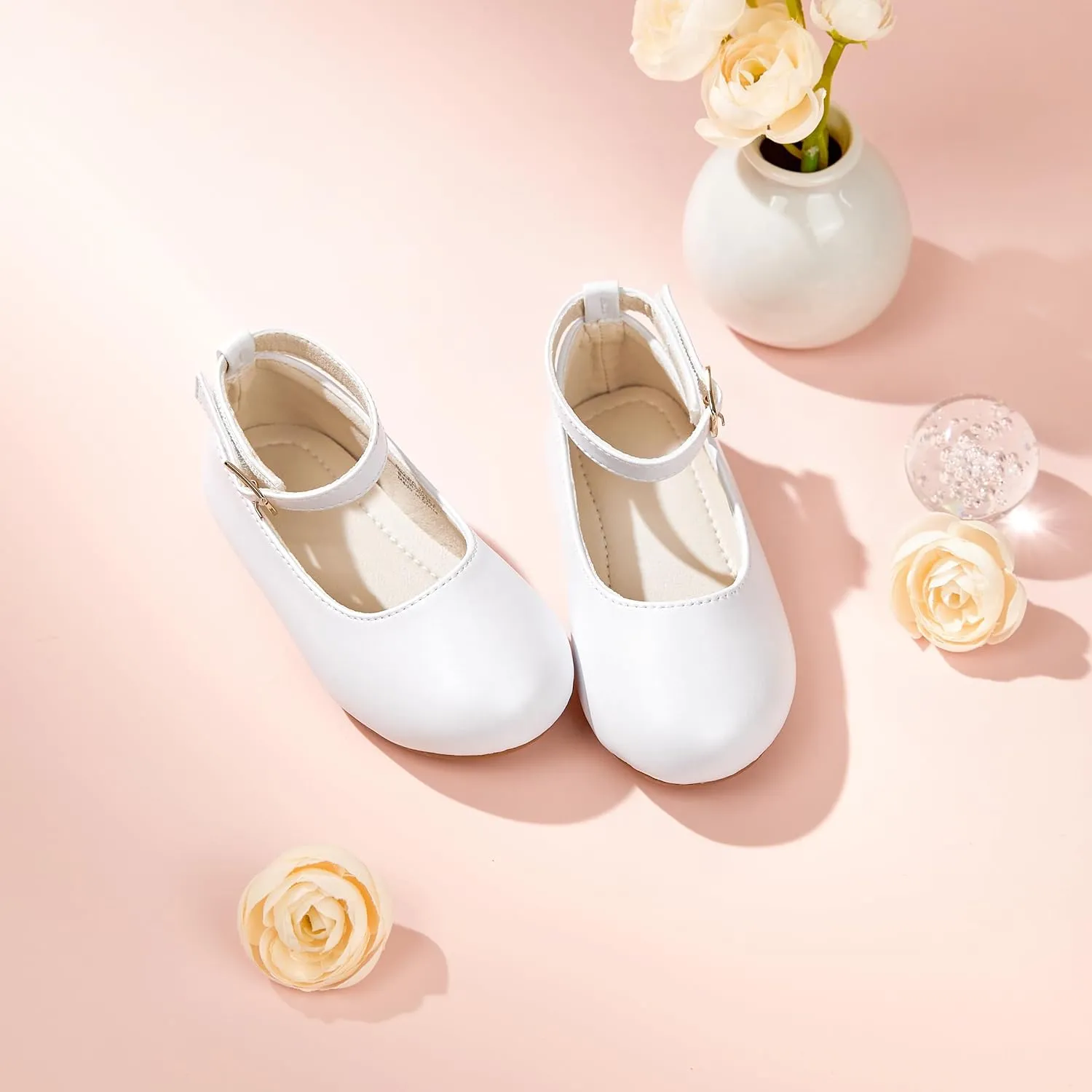 Toddler Flower Girl Dress Shoes - Little Girl Ballet Flats Sparkly Wedding Party