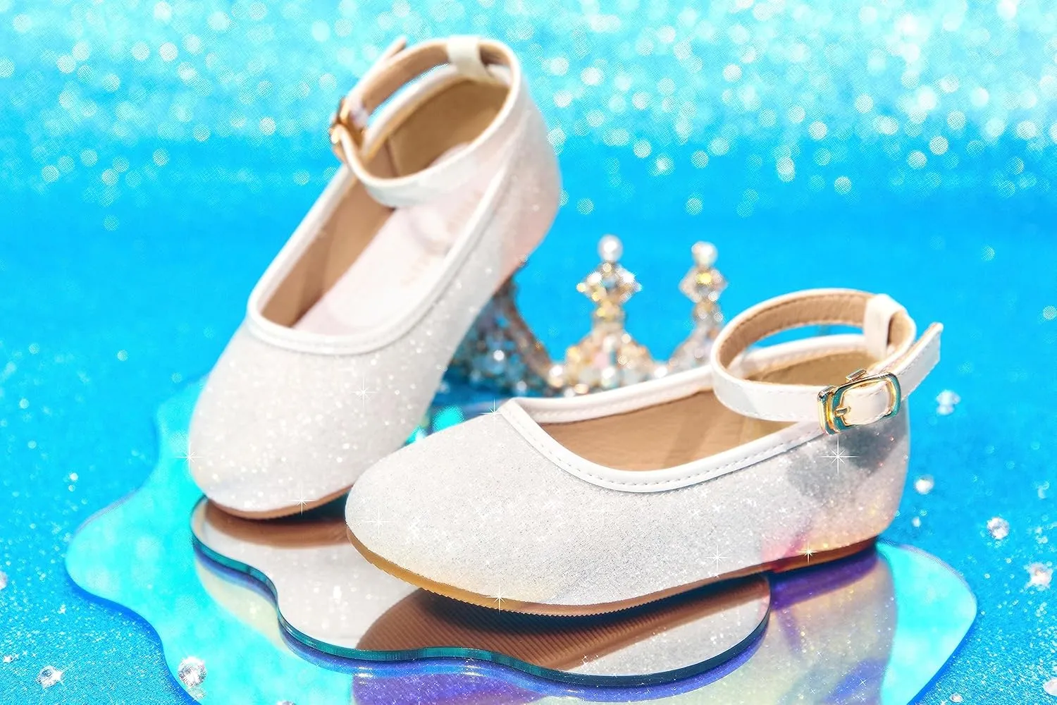 Toddler Flower Girl Dress Shoes - Little Girl Ballet Flats Sparkly Wedding Party