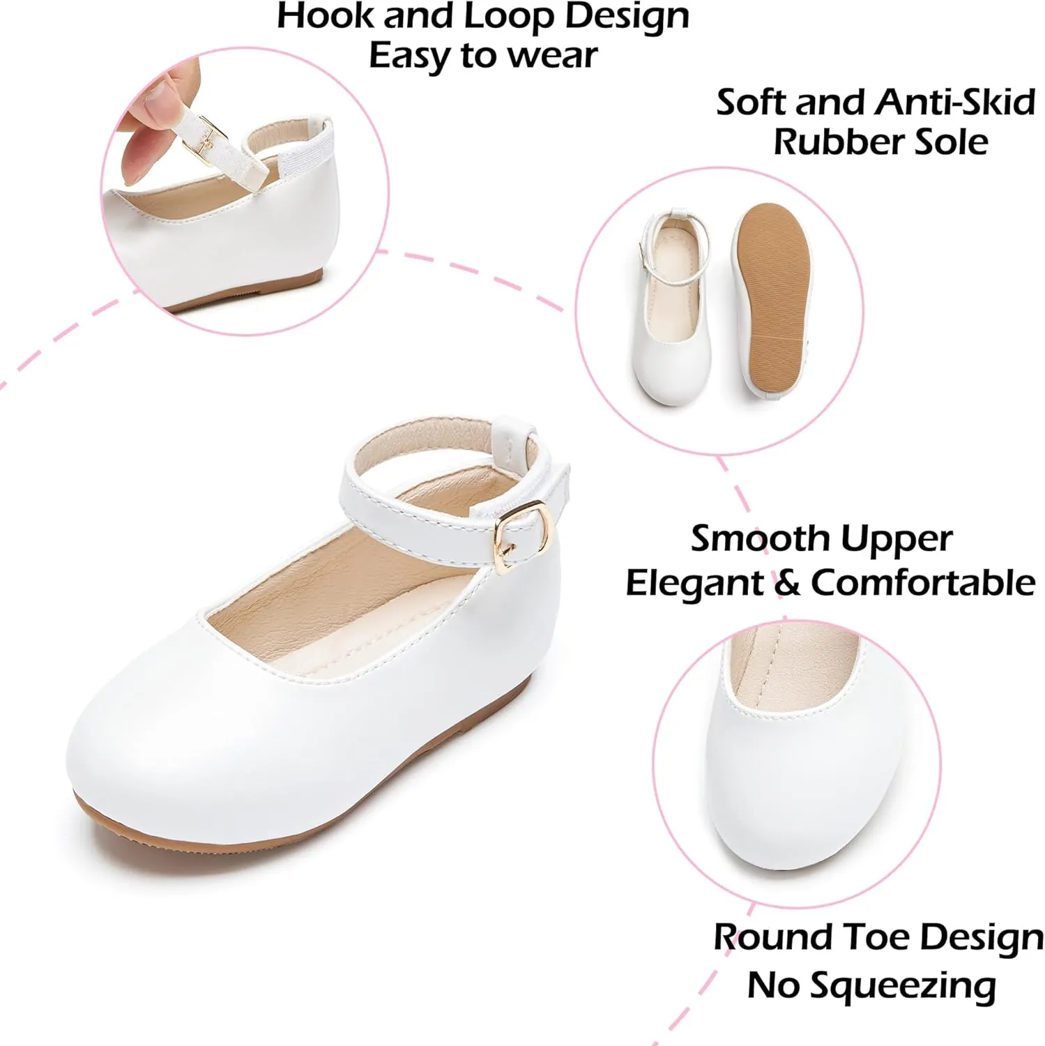 Toddler Flower Girl Dress Shoes - Little Girl Ballet Flats Sparkly Wedding Party
