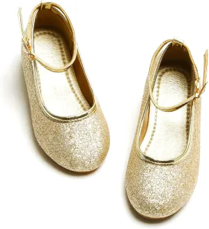 Toddler Flower Girl Dress Shoes - Little Girl Ballet Flats Sparkly Wedding Party