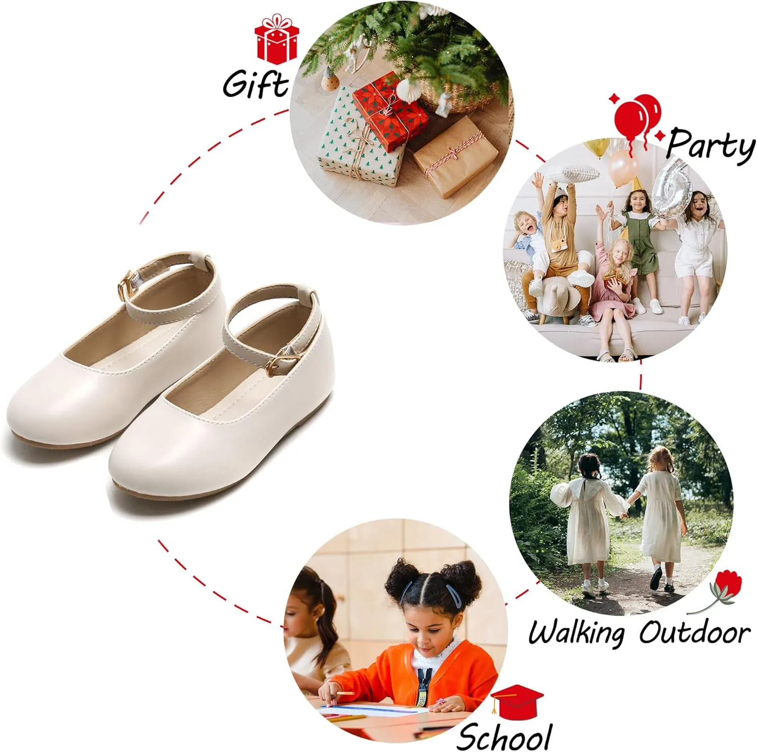 Toddler Flower Girl Dress Shoes - Little Girl Ballet Flats Sparkly Wedding Party