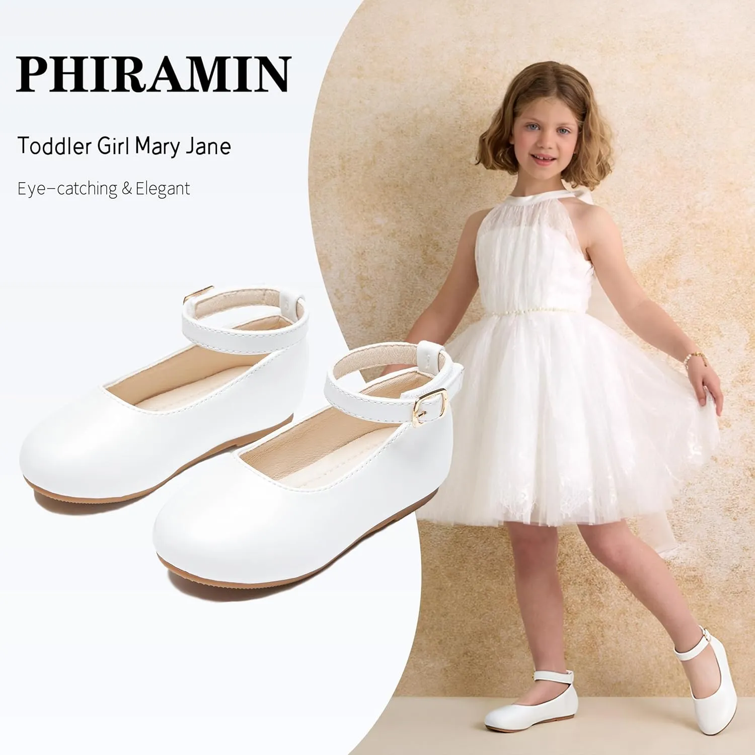 Toddler Flower Girl Dress Shoes - Little Girl Ballet Flats Sparkly Wedding Party