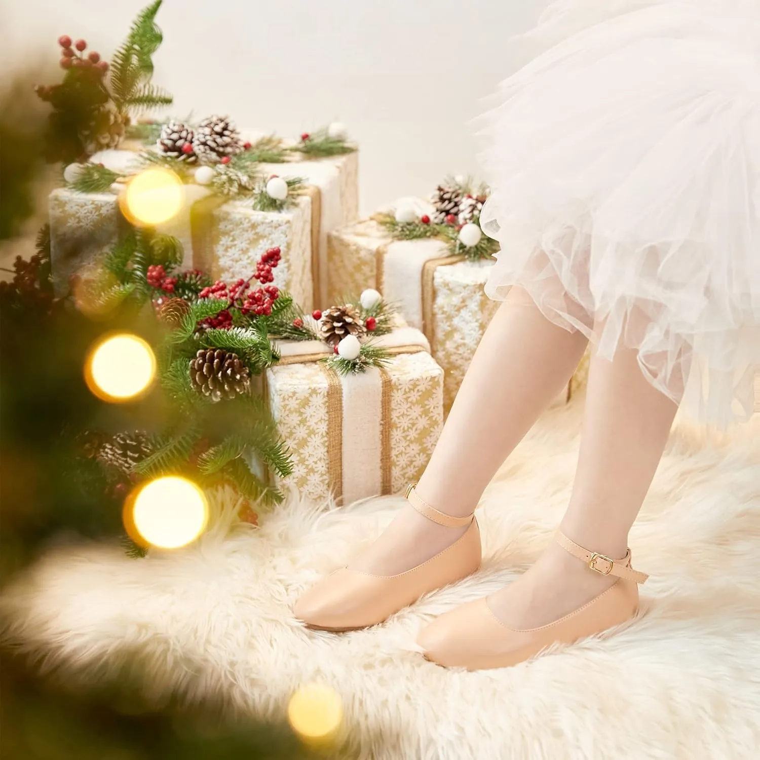 Toddler Flower Girl Dress Shoes - Little Girl Ballet Flats Sparkly Wedding Party