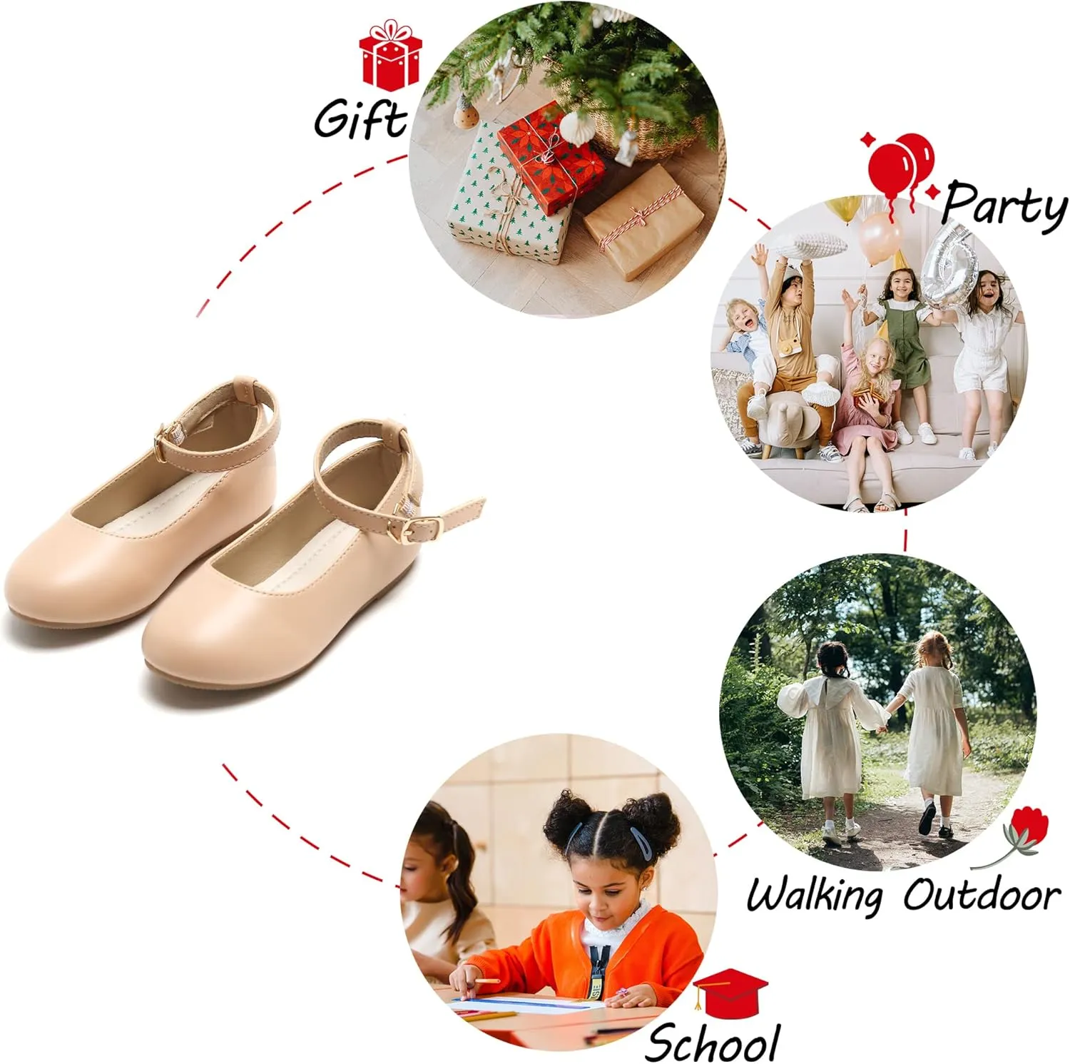 Toddler Flower Girl Dress Shoes - Little Girl Ballet Flats Sparkly Wedding Party