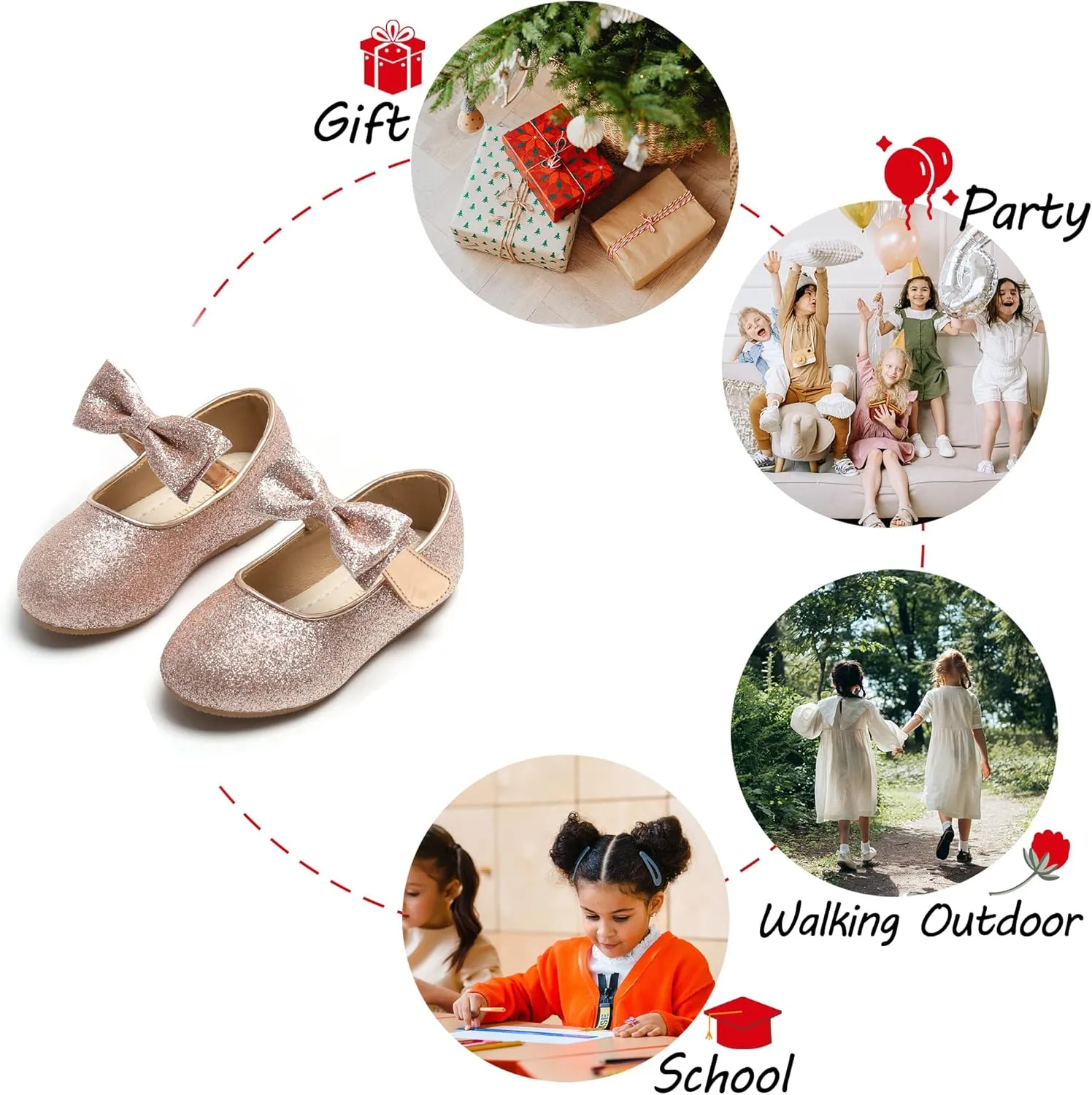 Toddler Flower Girl Dress Shoes - Little Girl Ballet Flats Wedding Party