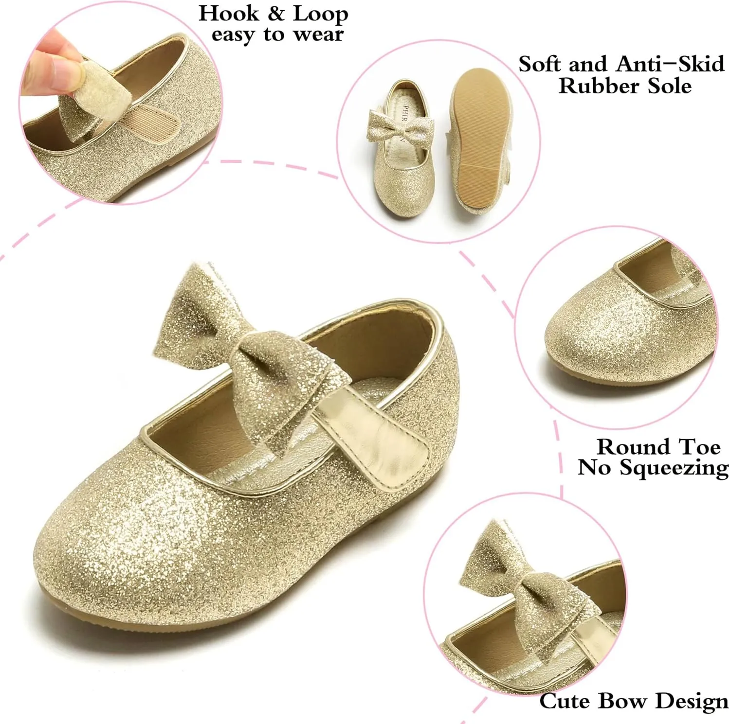 Toddler Flower Girl Dress Shoes - Little Girl Ballet Flats Wedding Party