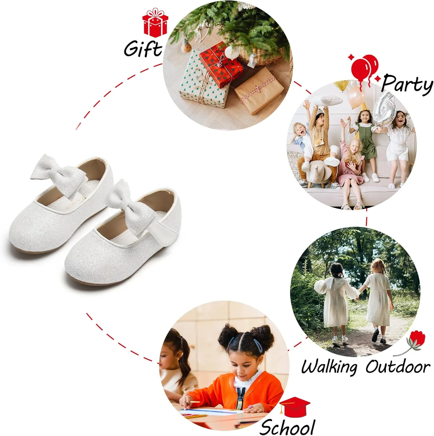 Toddler Flower Girl Dress Shoes - Little Girl Ballet Flats Wedding Party