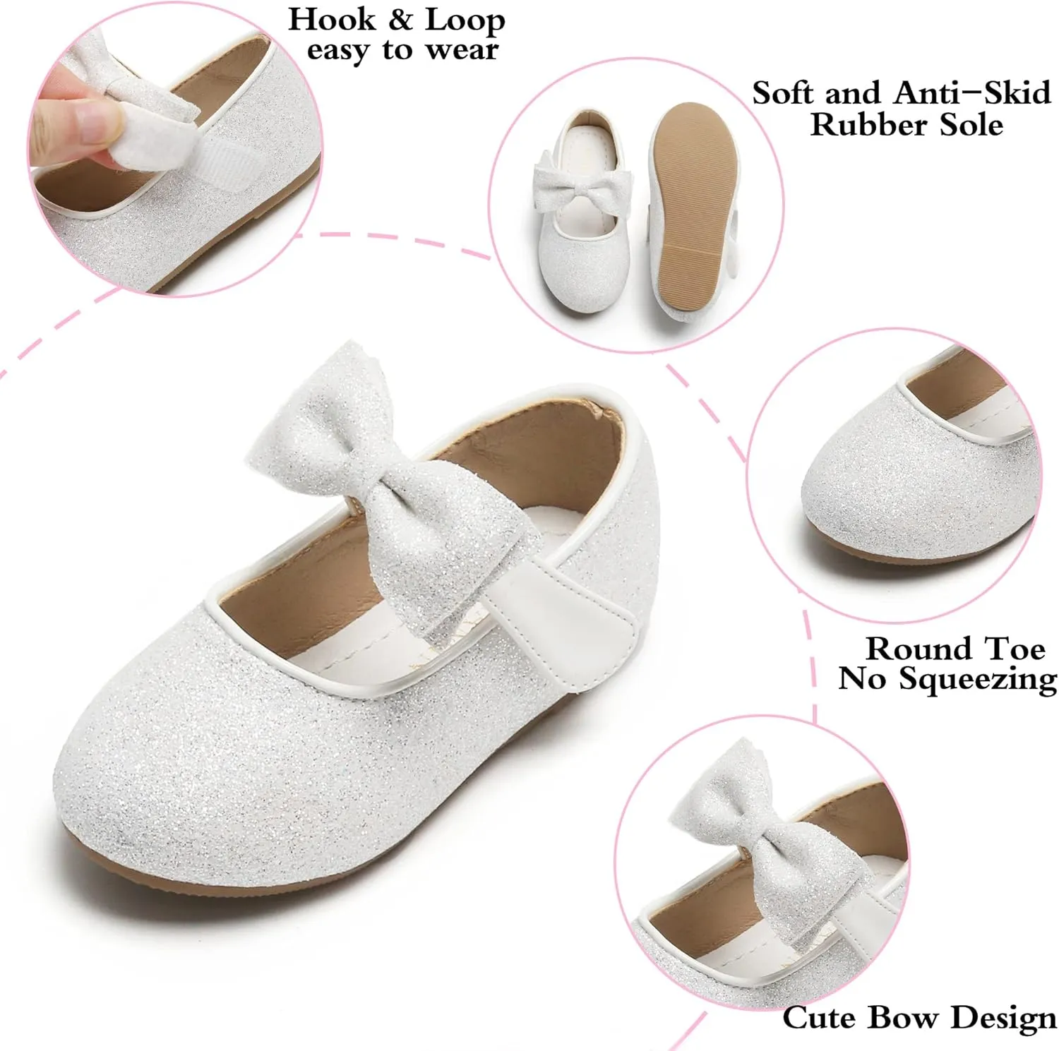Toddler Flower Girl Dress Shoes - Little Girl Ballet Flats Wedding Party