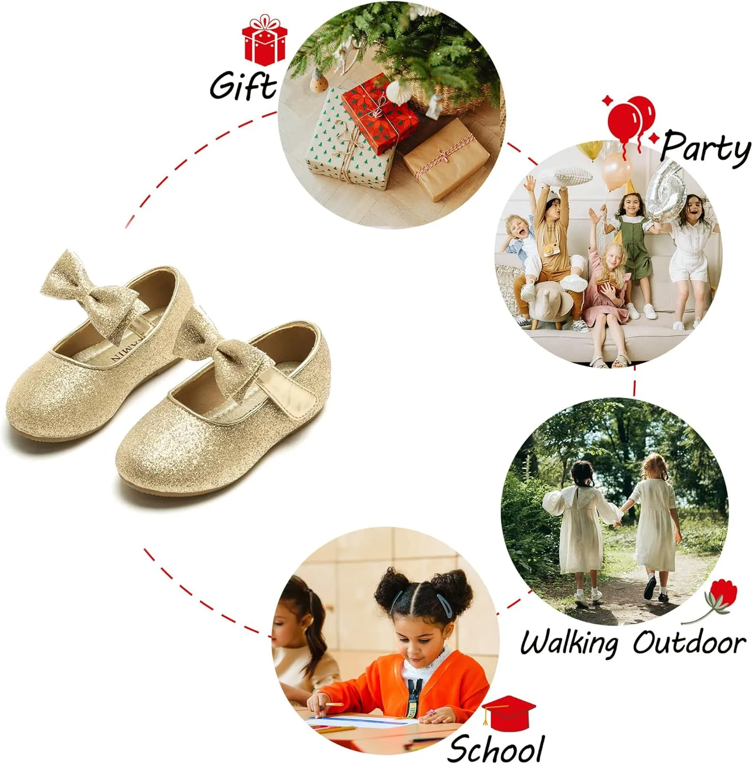 Toddler Flower Girl Dress Shoes - Little Girl Ballet Flats Wedding Party