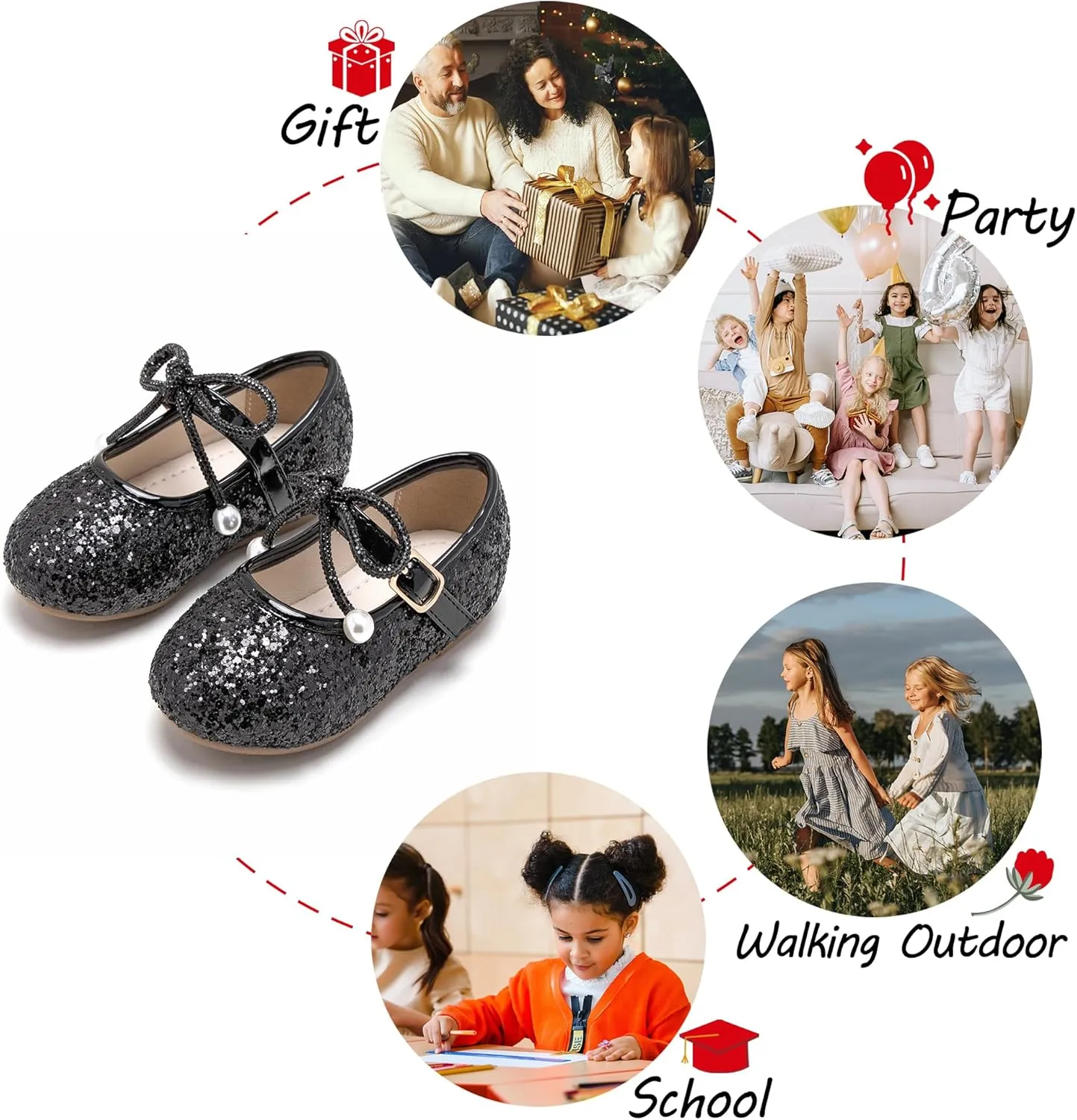 Toddler Flower Girl Dress Shoes - Little Girl Ballet Flats Wedding Party