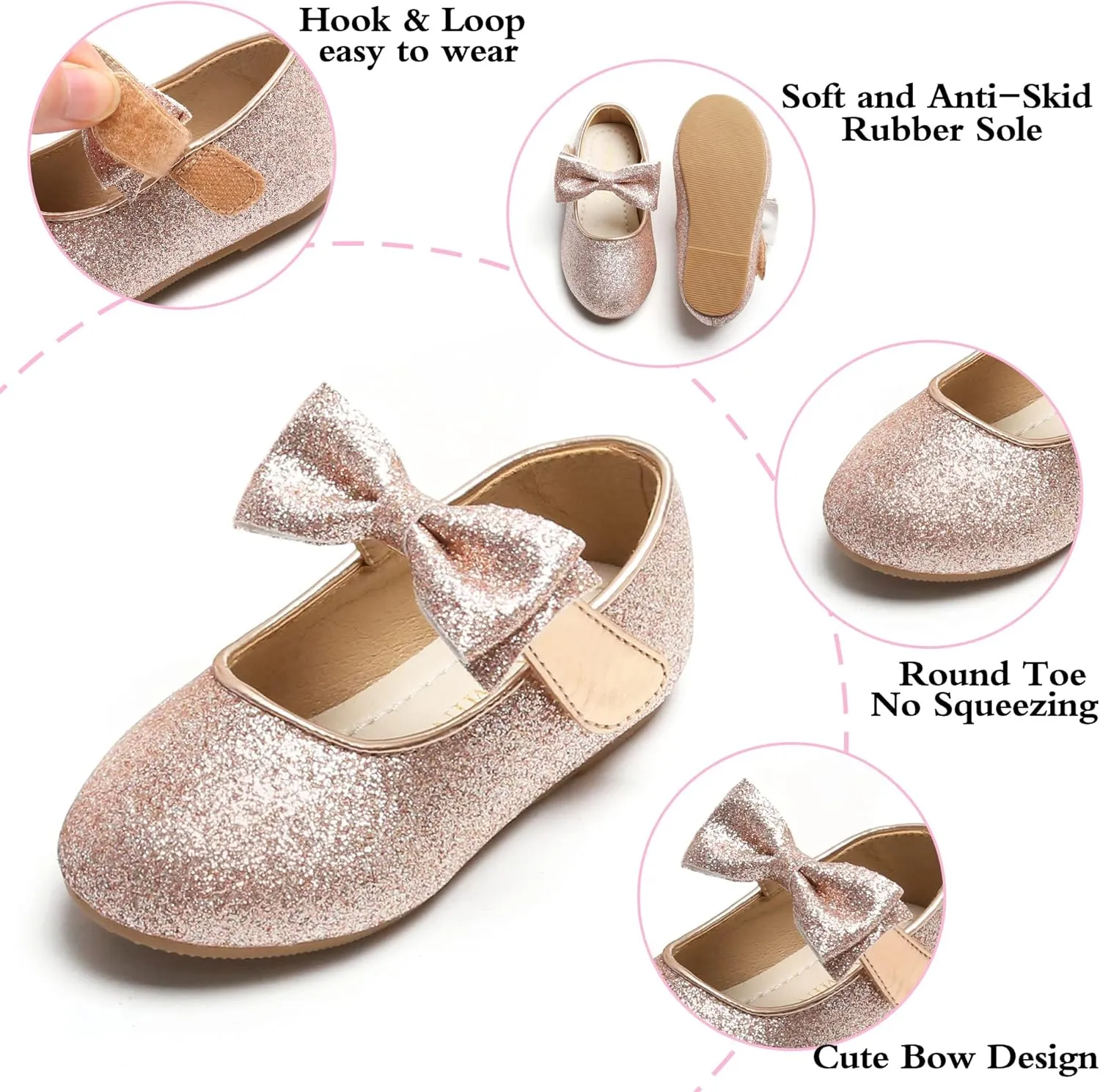 Toddler Flower Girl Dress Shoes - Little Girl Ballet Flats Wedding Party