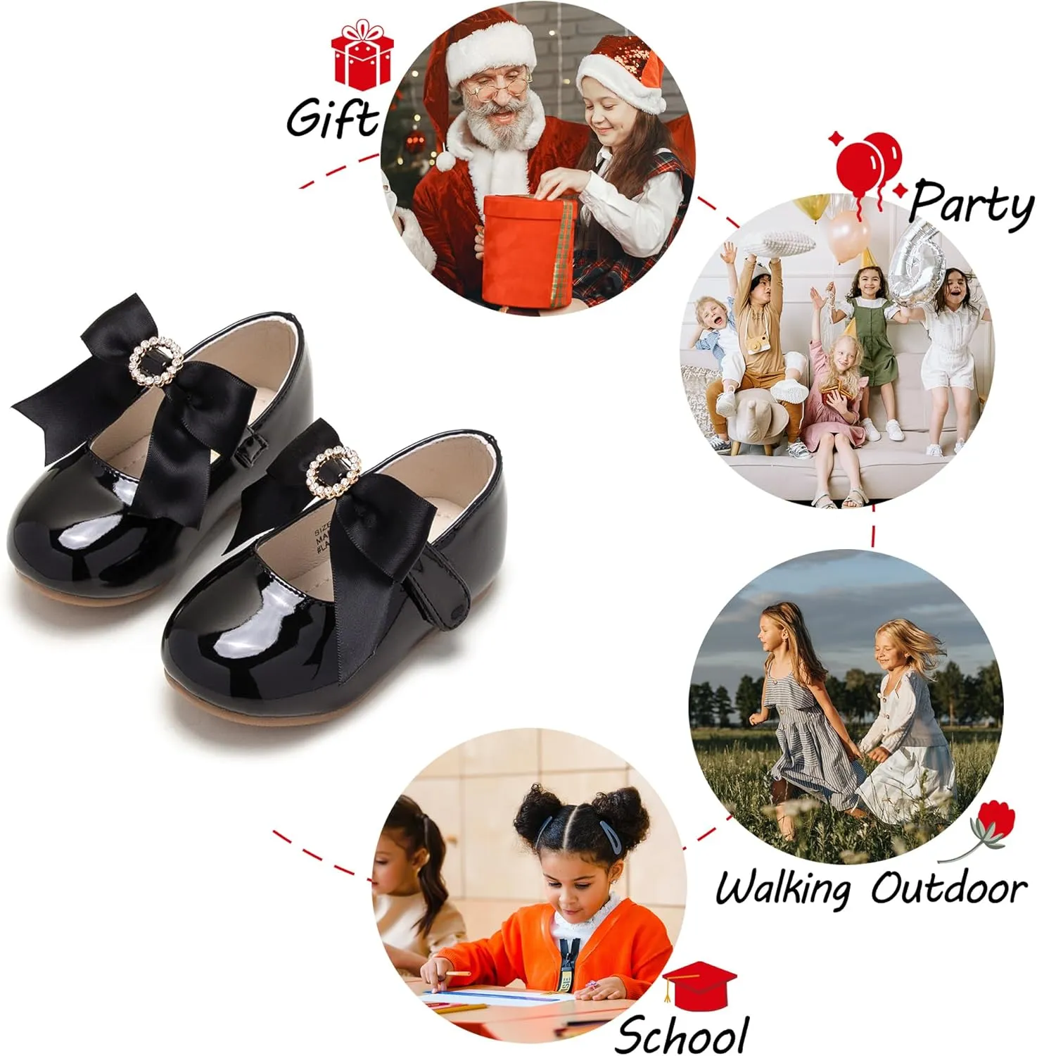 Toddler Flower Girl Dress Shoes - Little Girl Mary Janes Flats Wedding