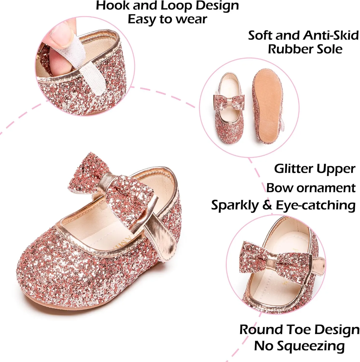 Toddler Flower Girl Dress Shoes - Little Girl Mary Janes Flats Wedding