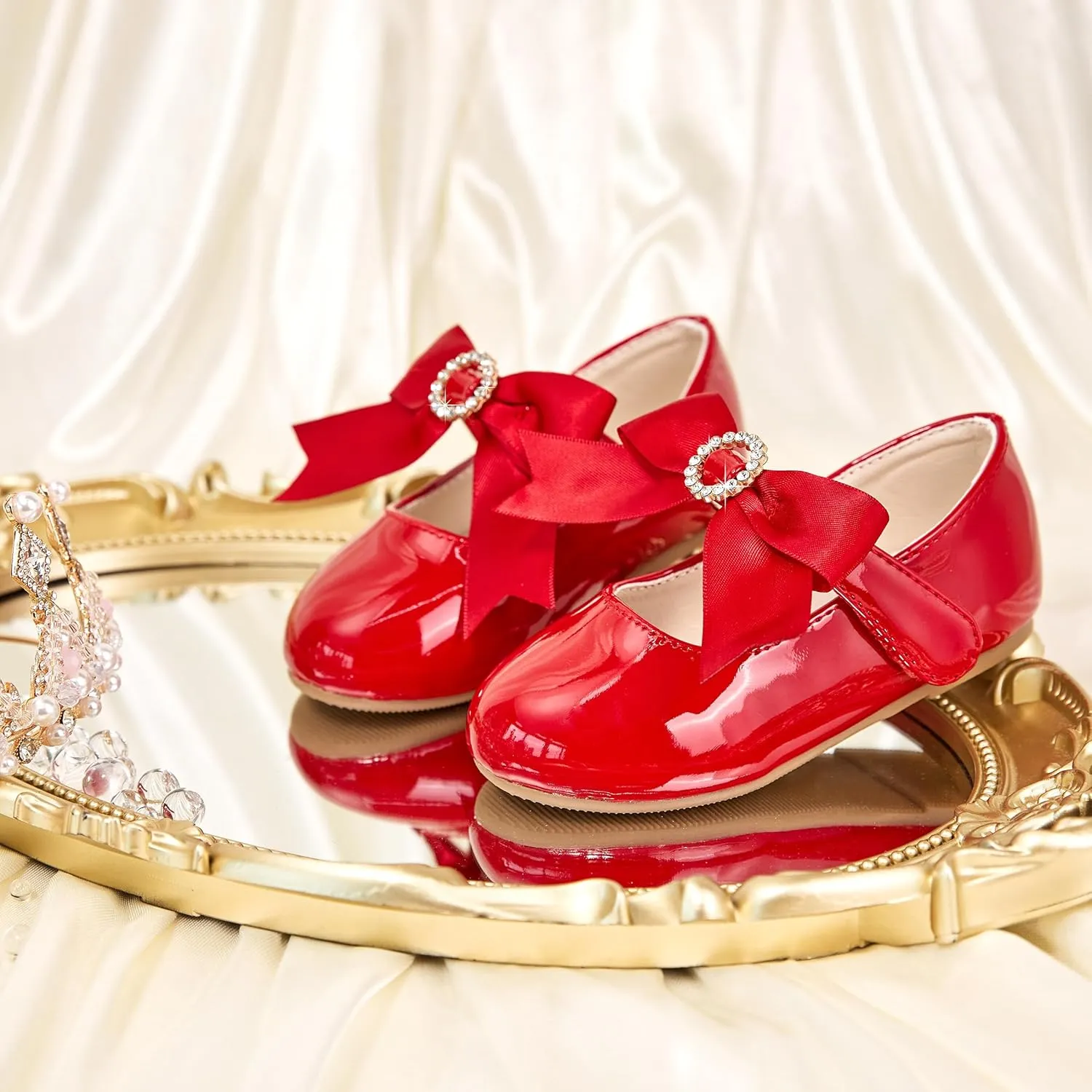 Toddler Flower Girl Dress Shoes - Little Girl Mary Janes Flats Wedding