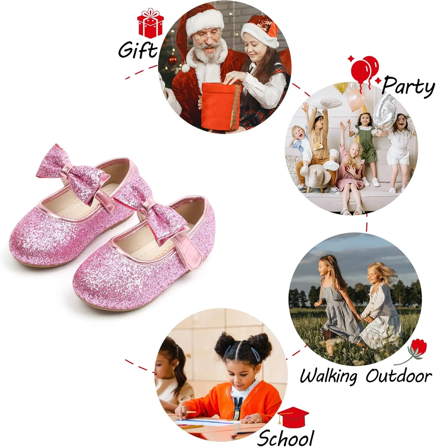 Toddler Flower Girl Dress Shoes - Little Girl Mary Janes Flats Wedding