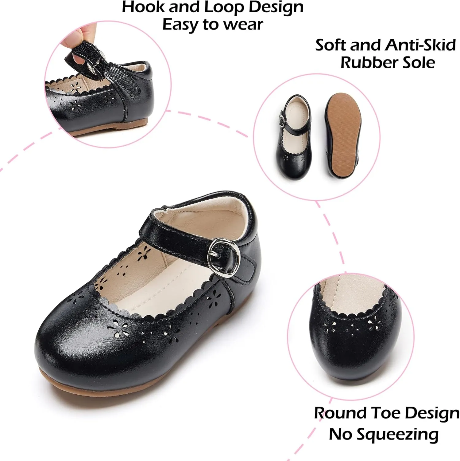 Toddler Flower Girl Dress Shoes - Little Girl Mary Janes Flats Wedding