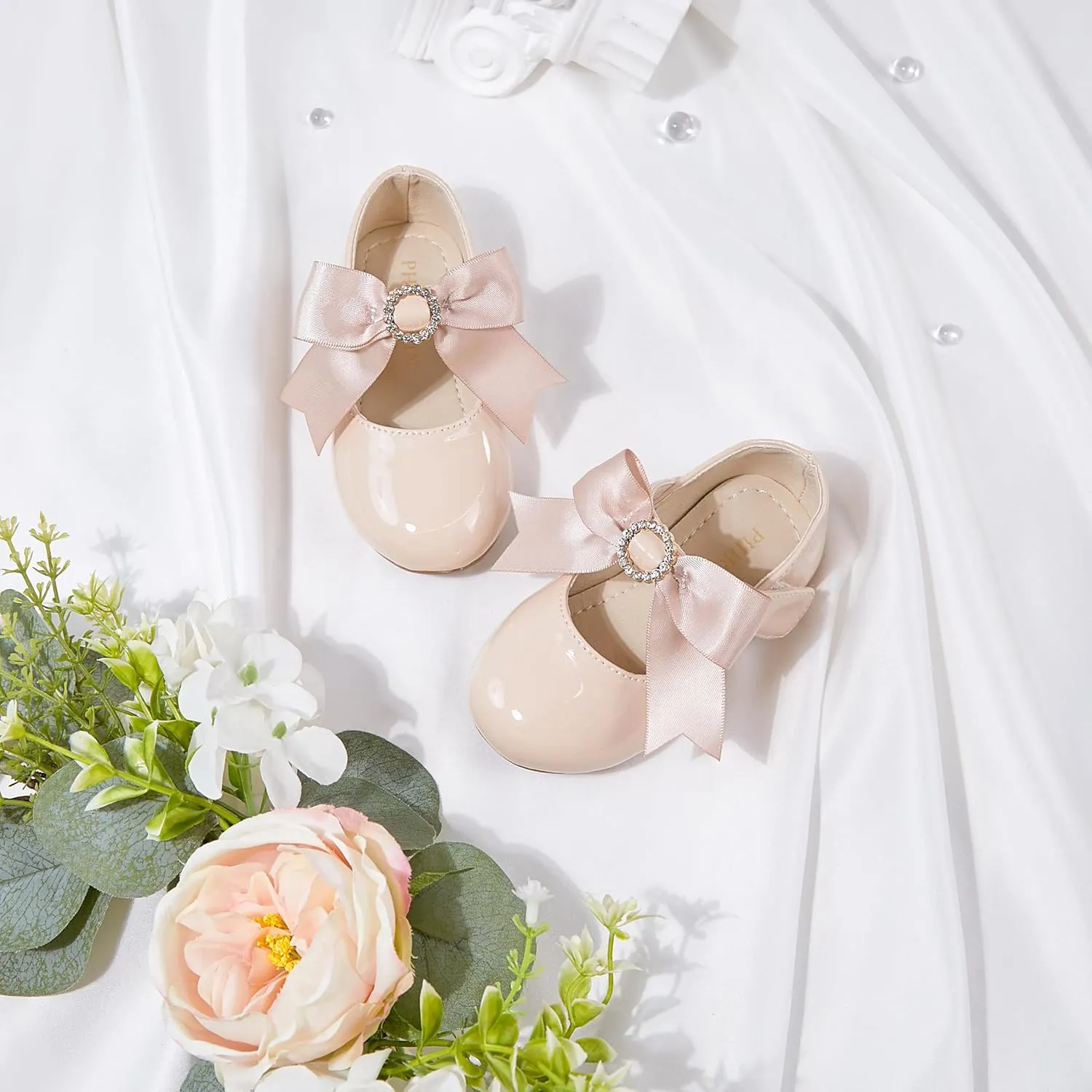 Toddler Flower Girl Dress Shoes - Little Girl Mary Janes Flats Wedding