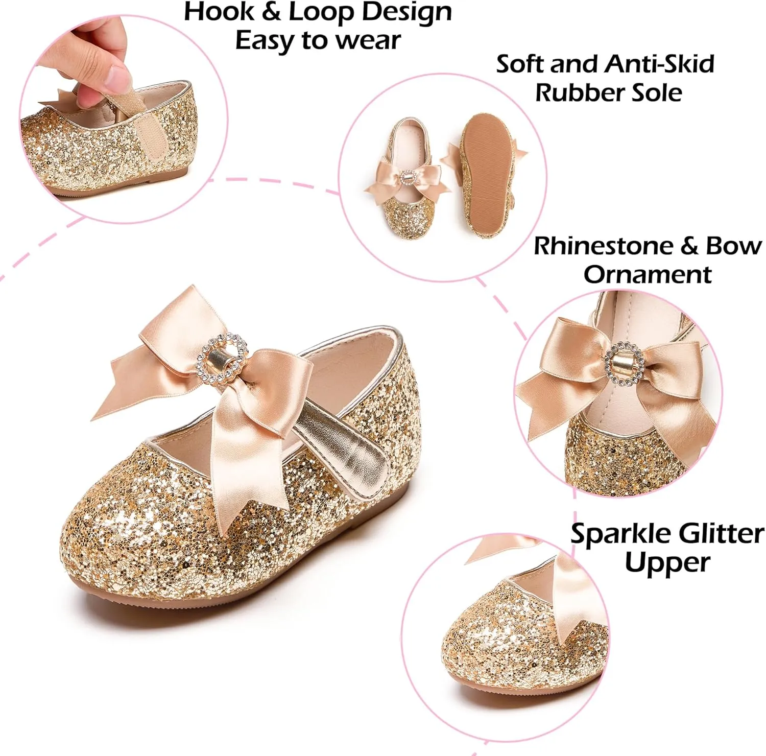 Toddler Flower Girl Dress Shoes - Little Girl Mary Janes Flats Wedding