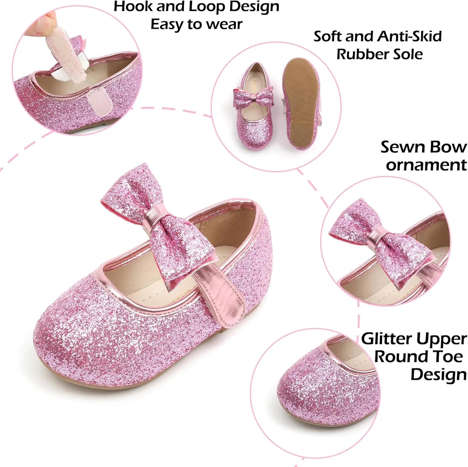 Toddler Flower Girl Dress Shoes - Little Girl Mary Janes Flats Wedding