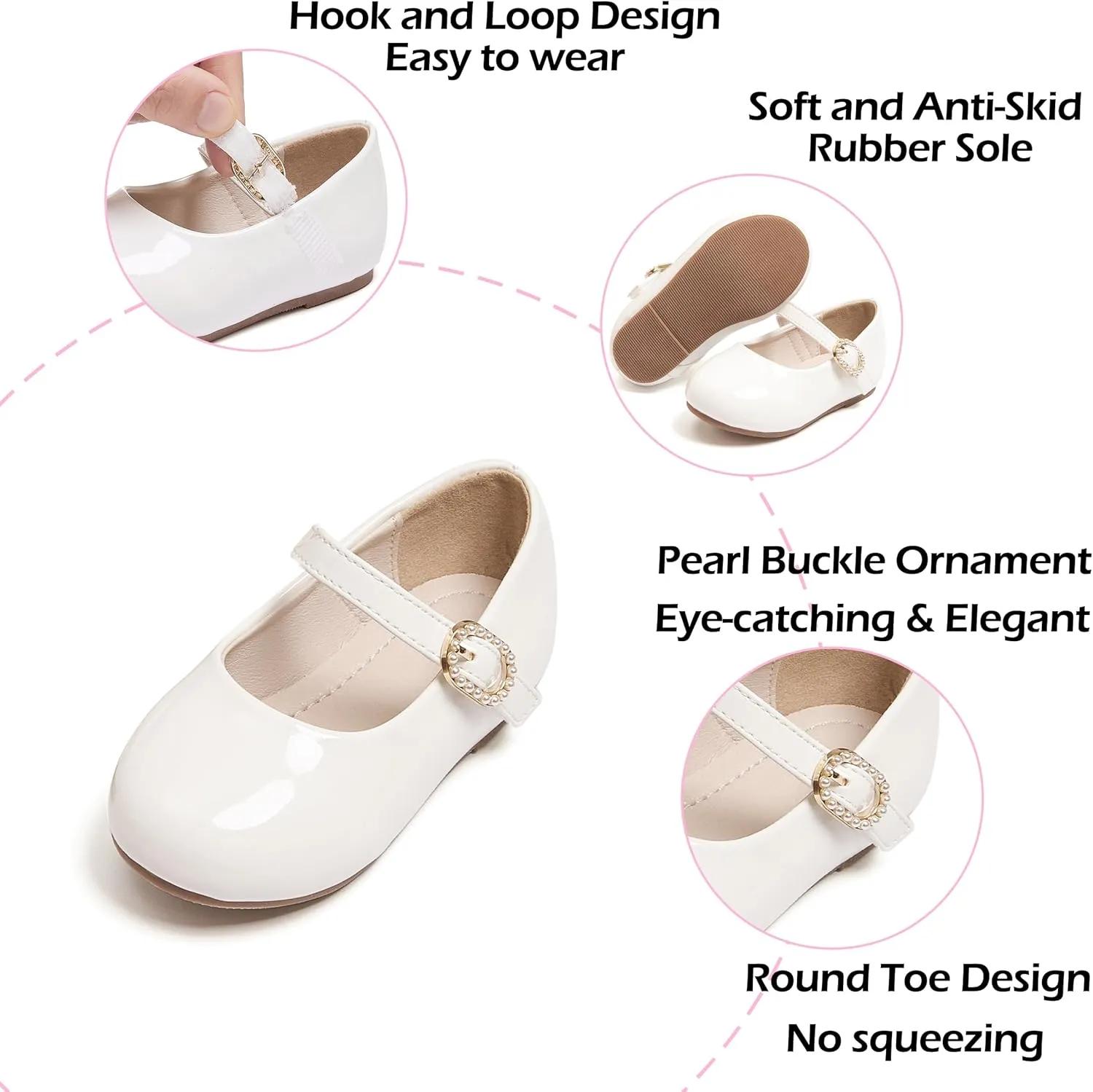 Toddler Flower Girl Dress Shoes - Little Girl Mary Janes Flats Wedding