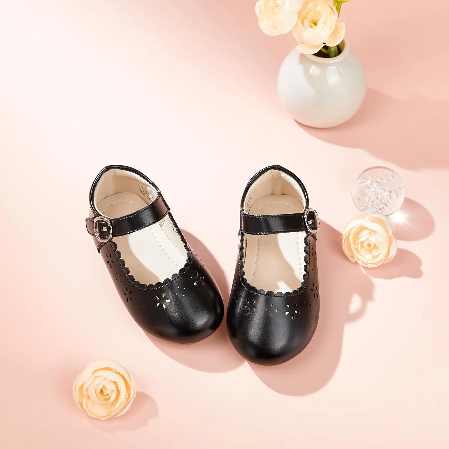 Toddler Flower Girl Dress Shoes - Little Girl Mary Janes Flats Wedding