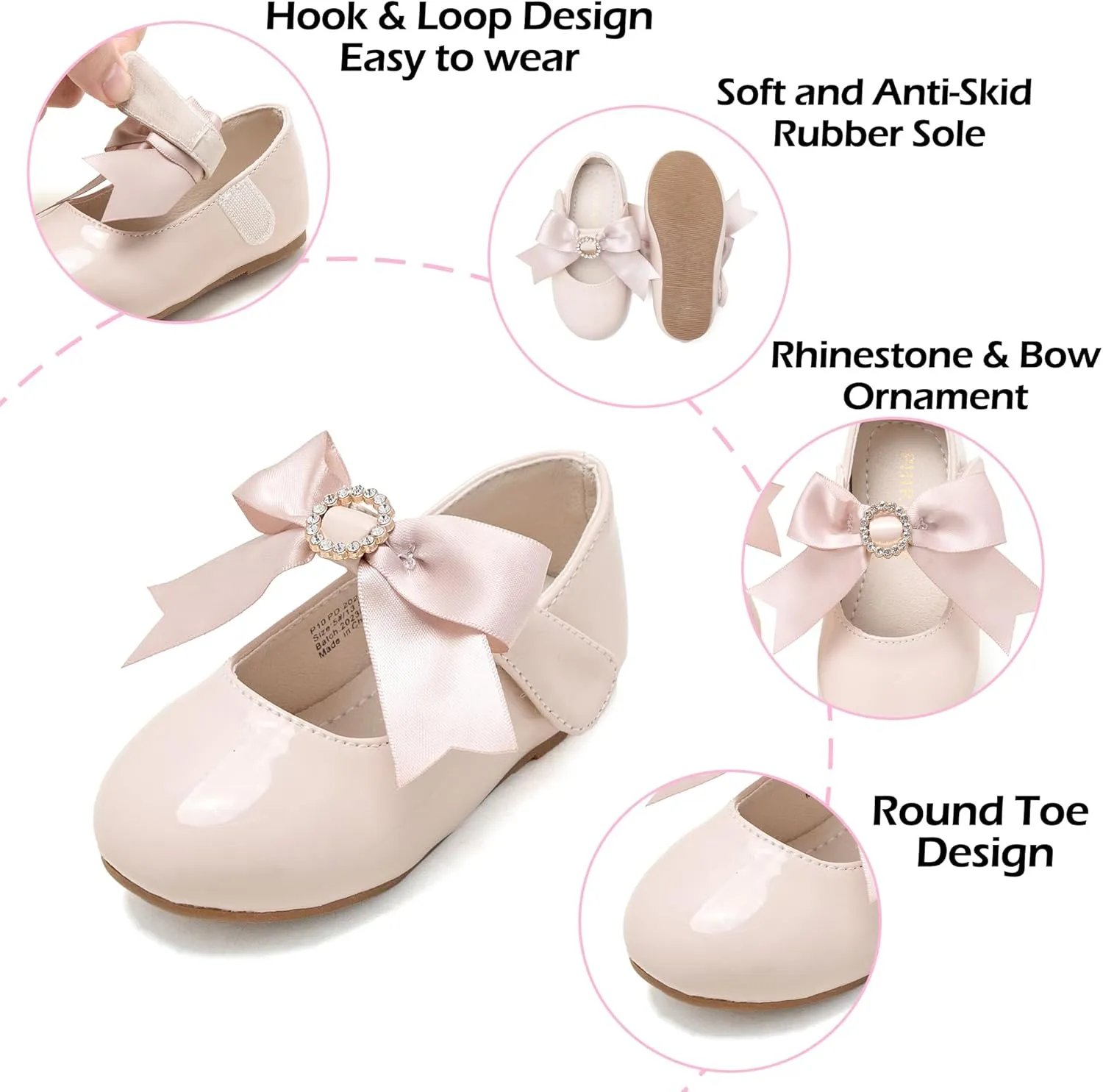 Toddler Flower Girl Dress Shoes - Little Girl Mary Janes Flats Wedding
