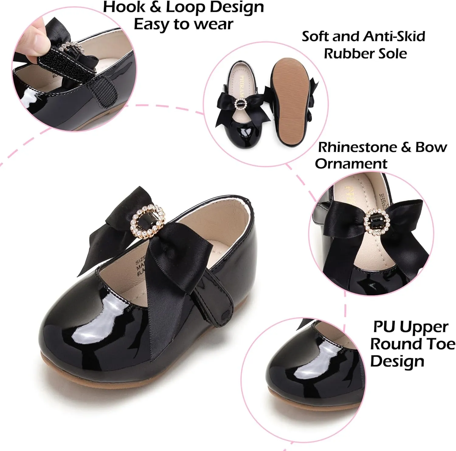 Toddler Flower Girl Dress Shoes - Little Girl Mary Janes Flats Wedding