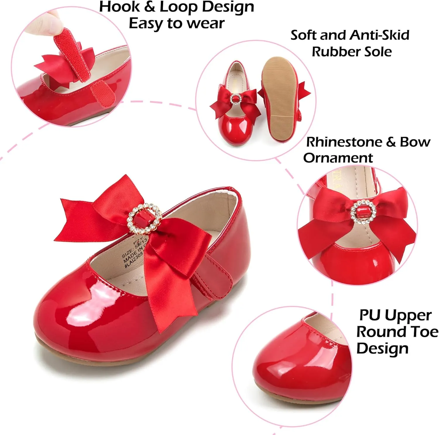 Toddler Flower Girl Dress Shoes - Little Girl Mary Janes Flats Wedding