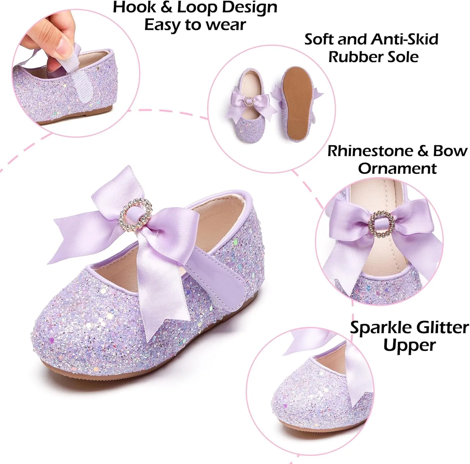 Toddler Flower Girl Dress Shoes - Little Girl Mary Janes Flats Wedding