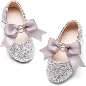 Toddler Flower Girl Dress Shoes - Little Girl Mary Janes Flats Wedding