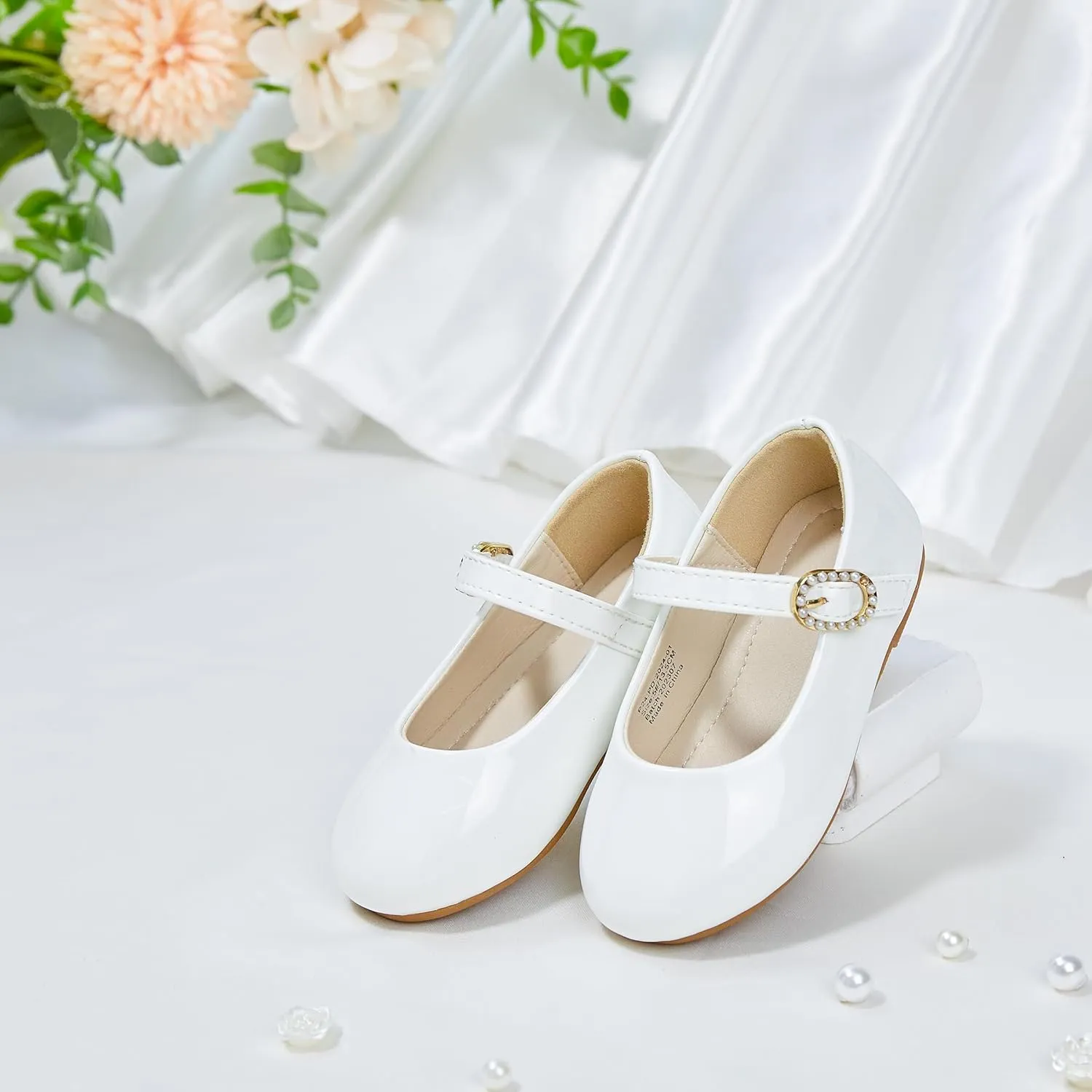 Toddler Flower Girl Dress Shoes - Little Girl Mary Janes Flats Wedding