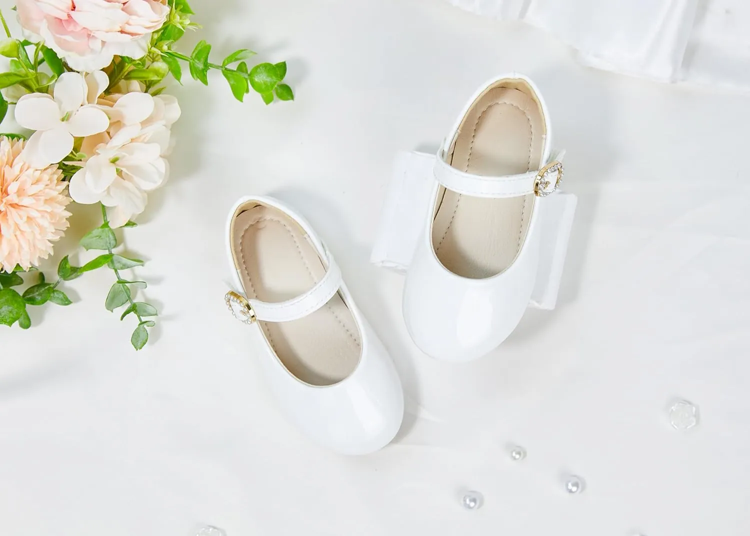Toddler Flower Girl Dress Shoes - Little Girl Mary Janes Flats Wedding