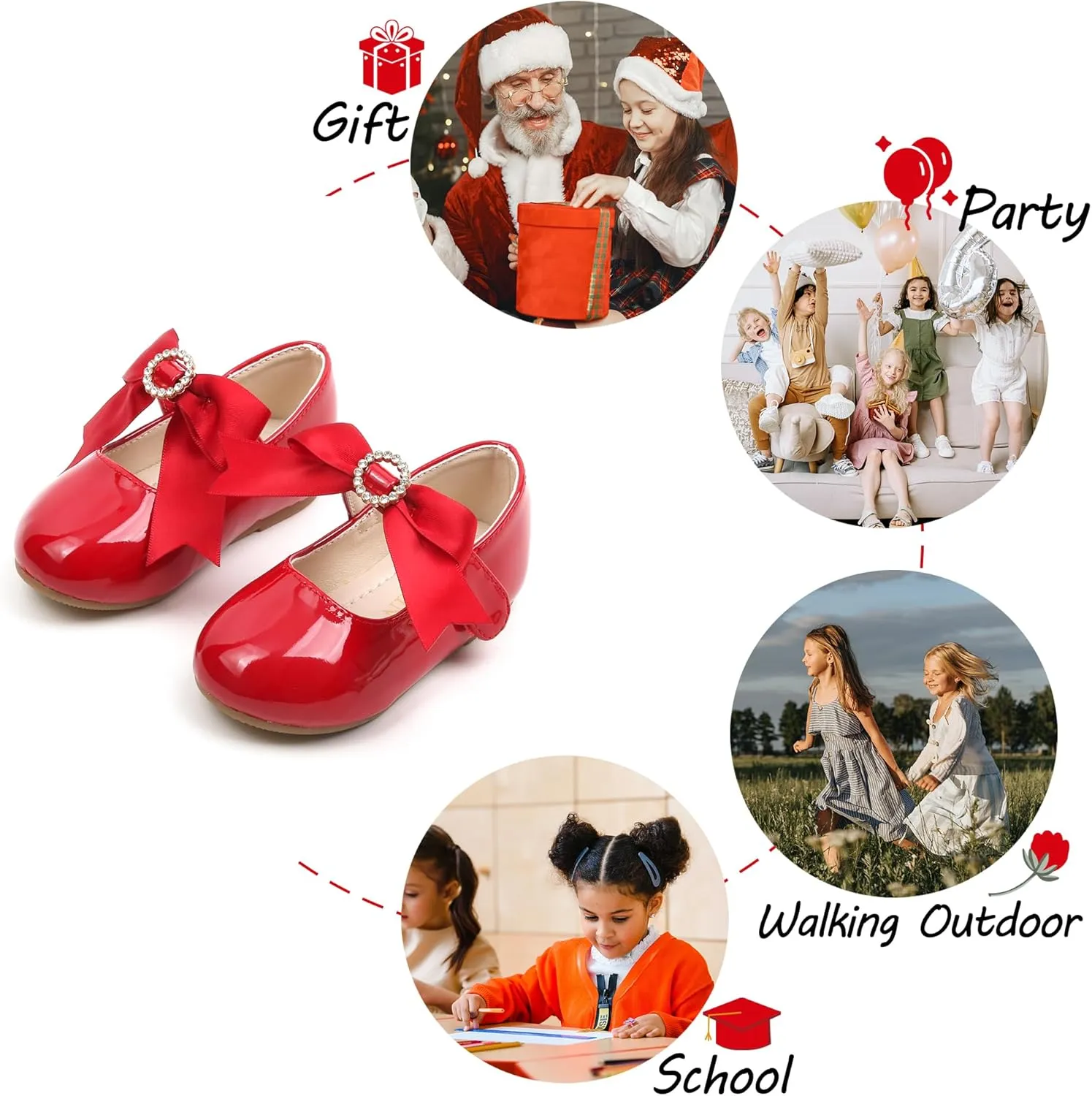 Toddler Flower Girl Dress Shoes - Little Girl Mary Janes Flats Wedding