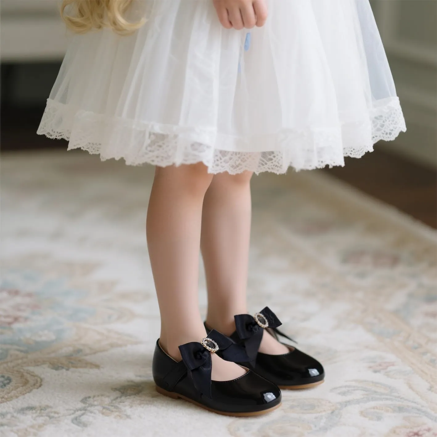 Toddler Flower Girl Dress Shoes - Little Girl Mary Janes Flats Wedding