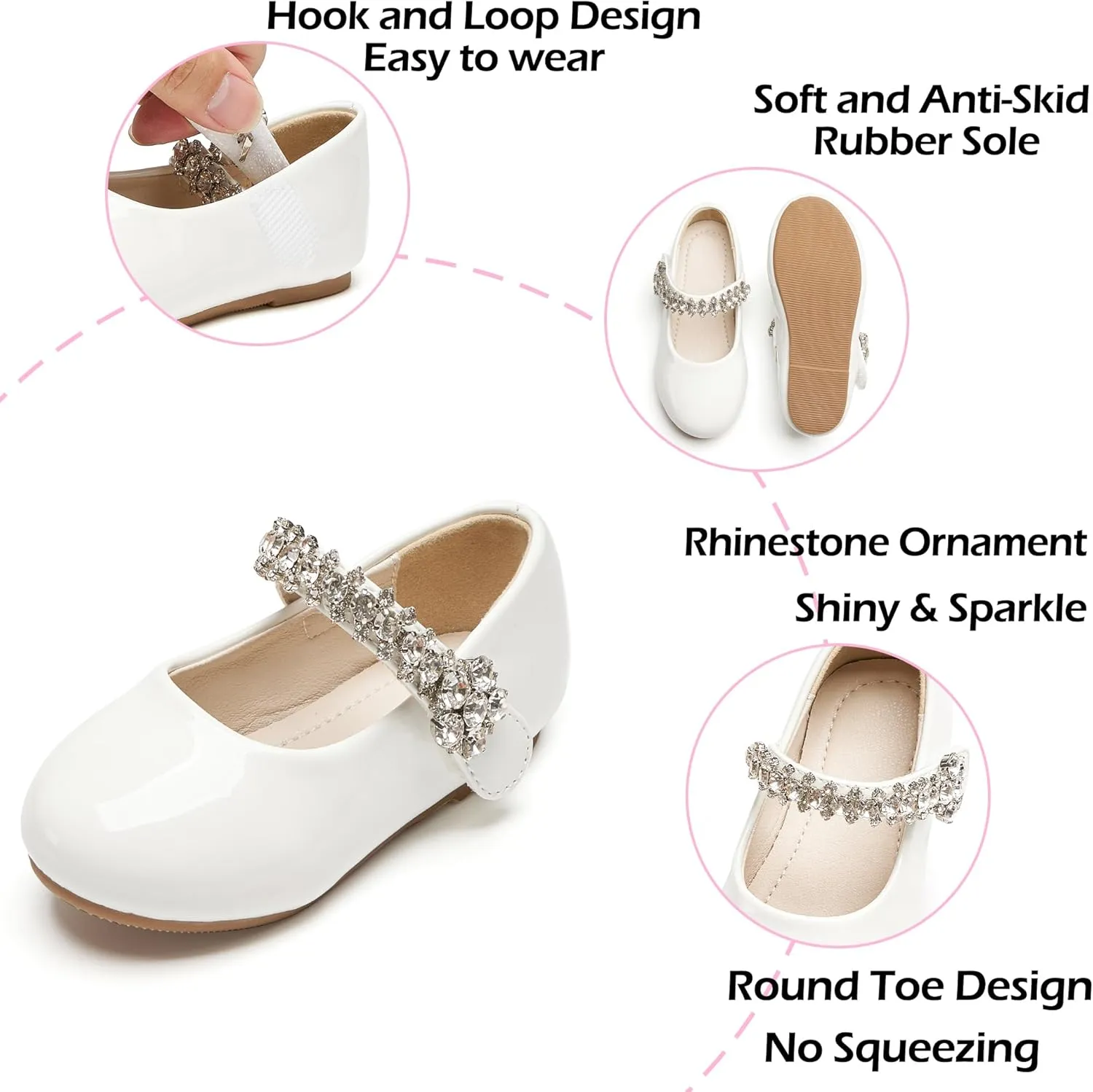 Toddler Flower Girl Dress Shoes - Little Girl Mary Janes for Wedding Party