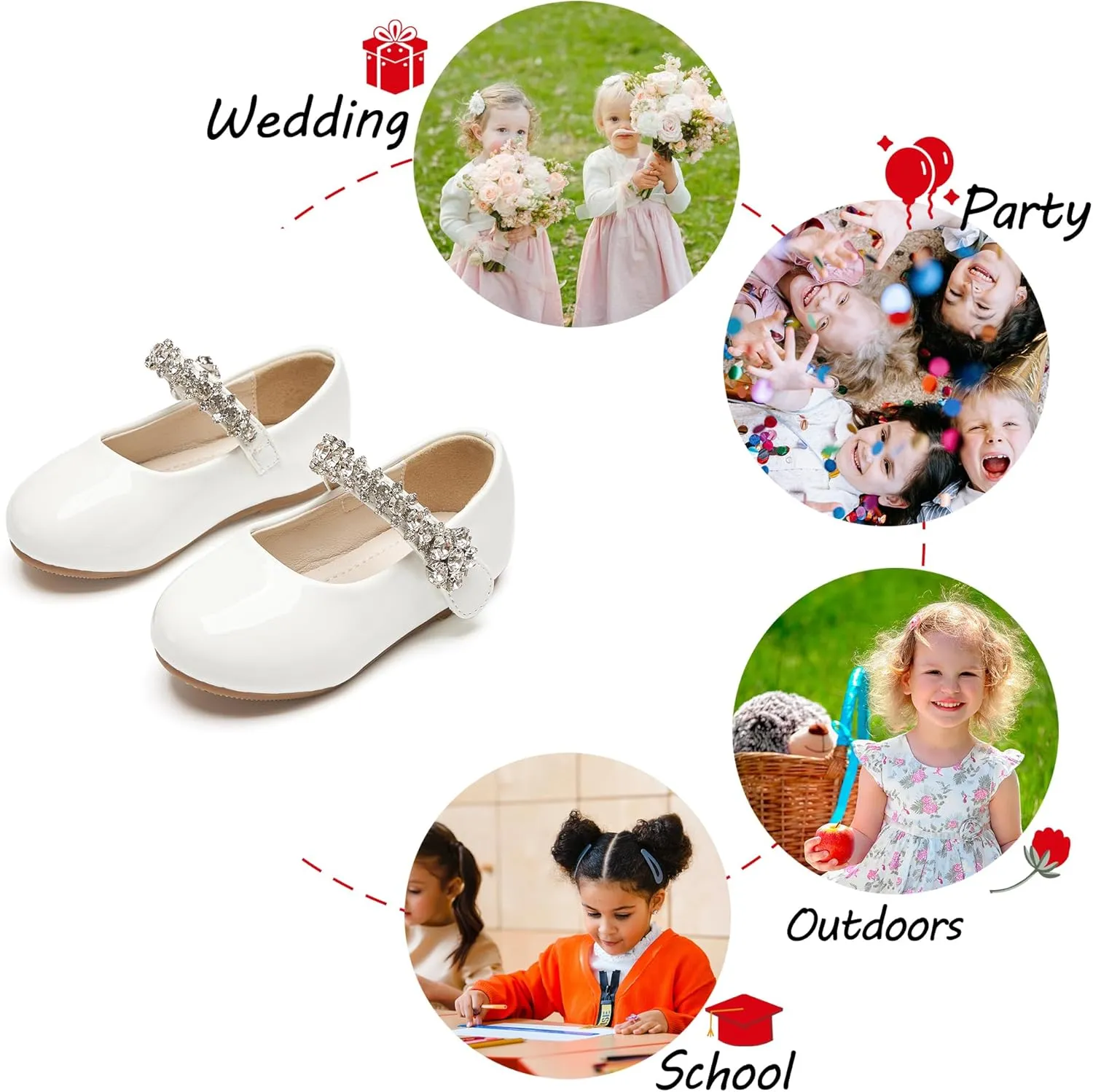 Toddler Flower Girl Dress Shoes - Little Girl Mary Janes for Wedding Party