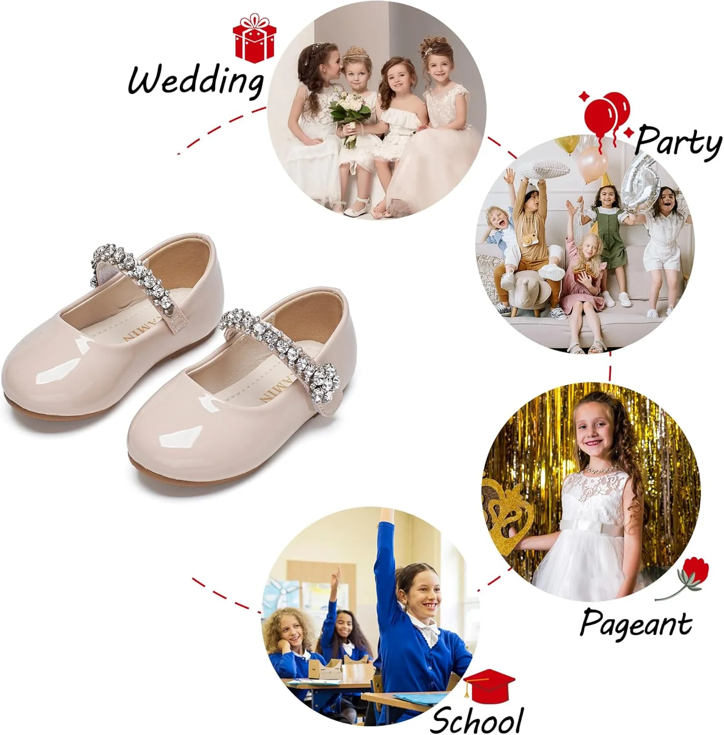 Toddler Flower Girl Dress Shoes - Little Girl Mary Janes for Wedding Party