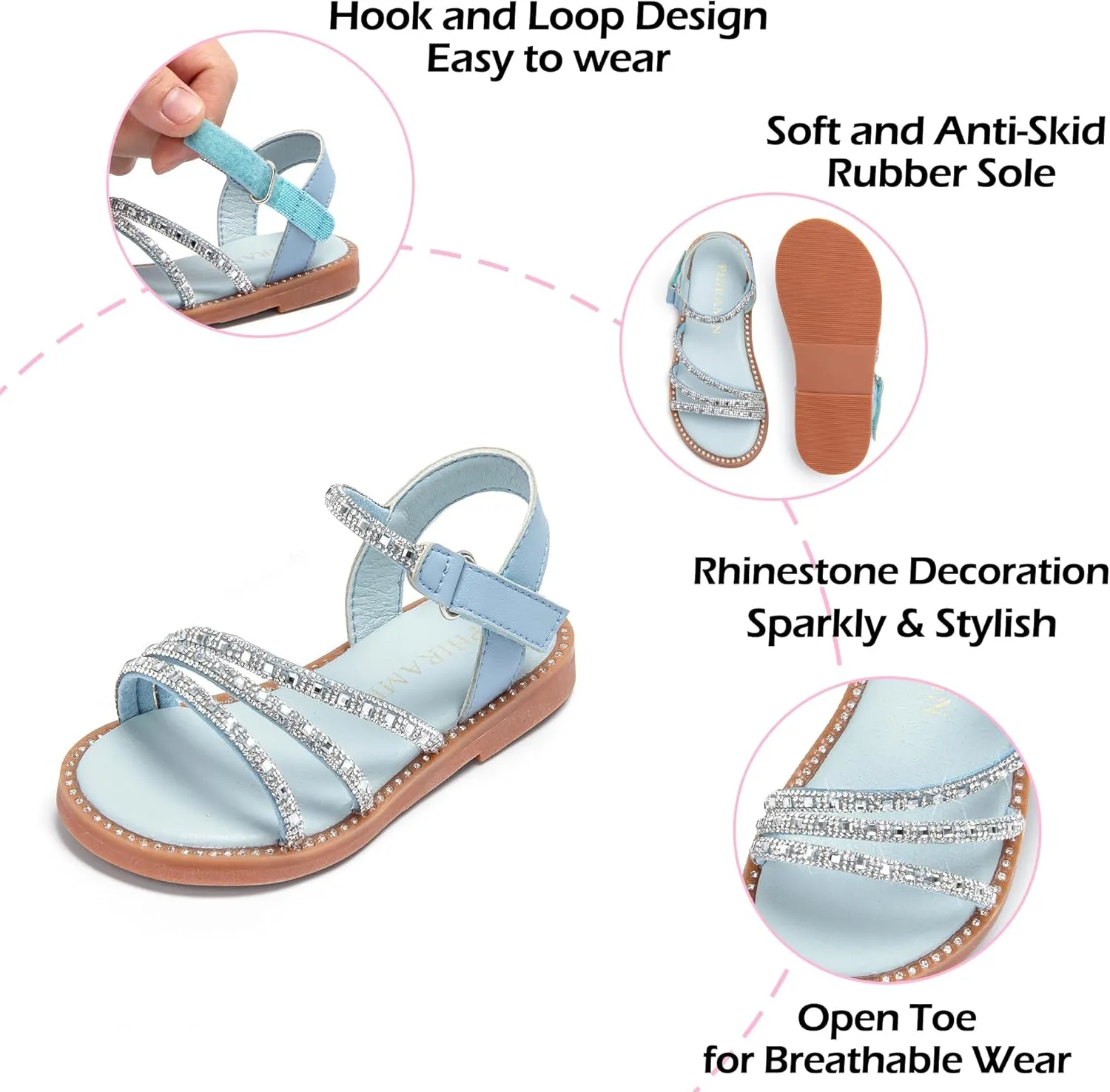 Toddler Girl Sandals - Flower Girl Dress Shoes Open Toe Little Kid Summer Flats